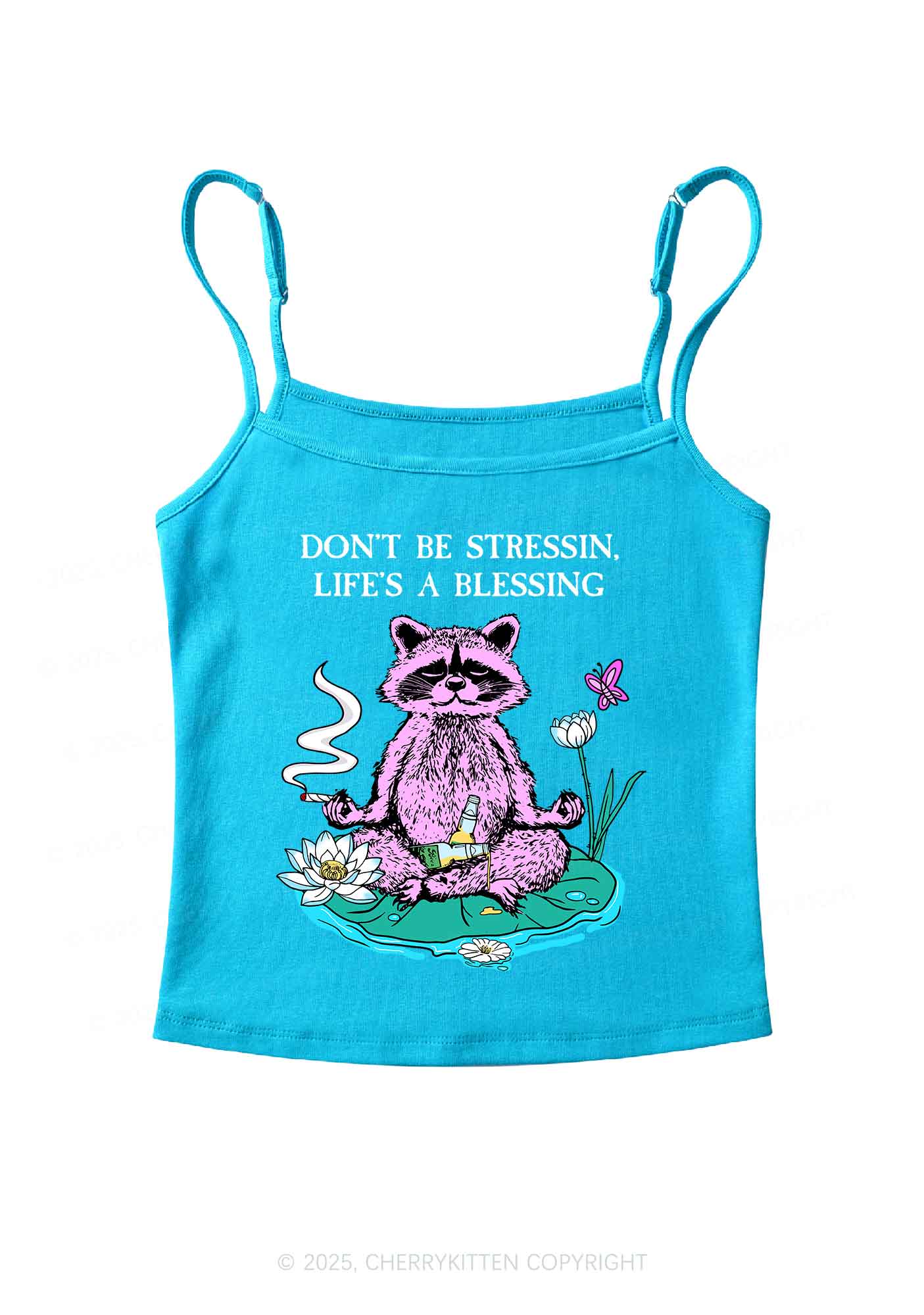 Dont Stress Raccoon Y2K Spaghetti Strap Cami Cherrykitten - Image 7