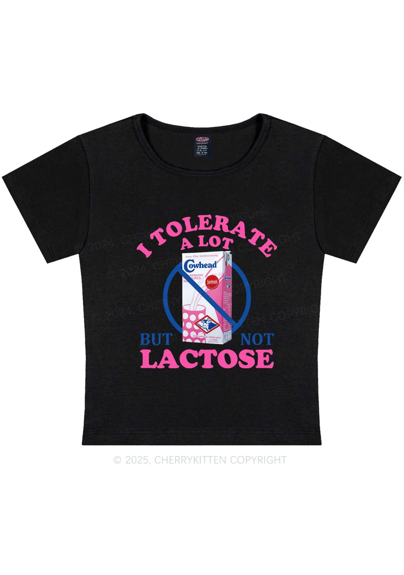 Dont Tolerate Lactose Y2K Baby Tee Cherrykitten - Image 3