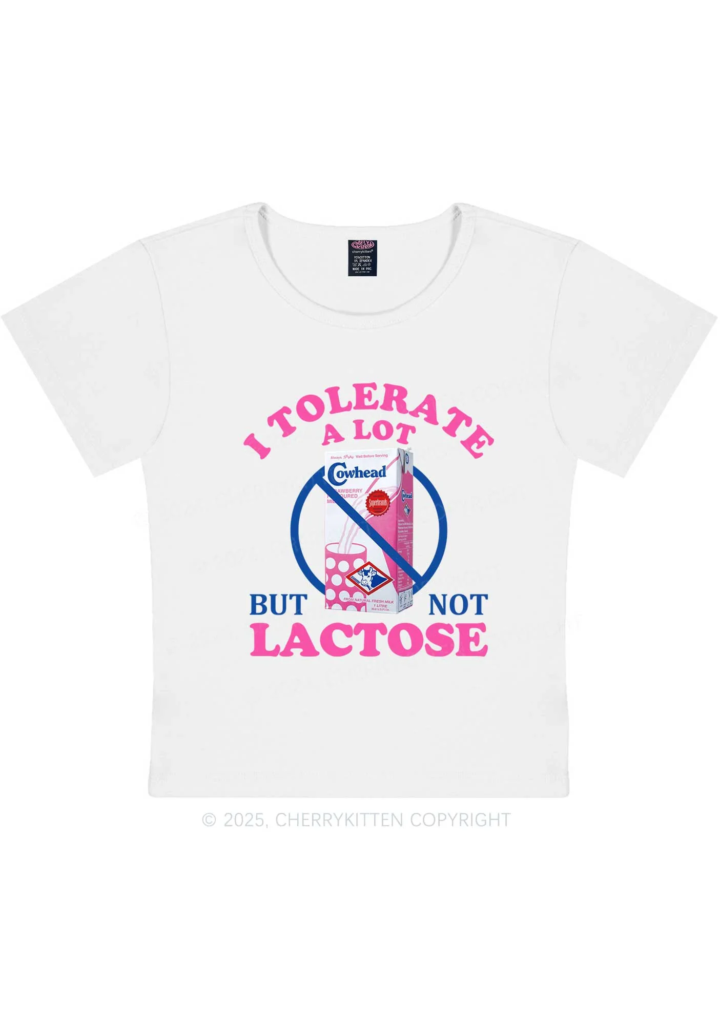 Dont Tolerate Lactose Y2K Baby Tee Cherrykitten - Image 5
