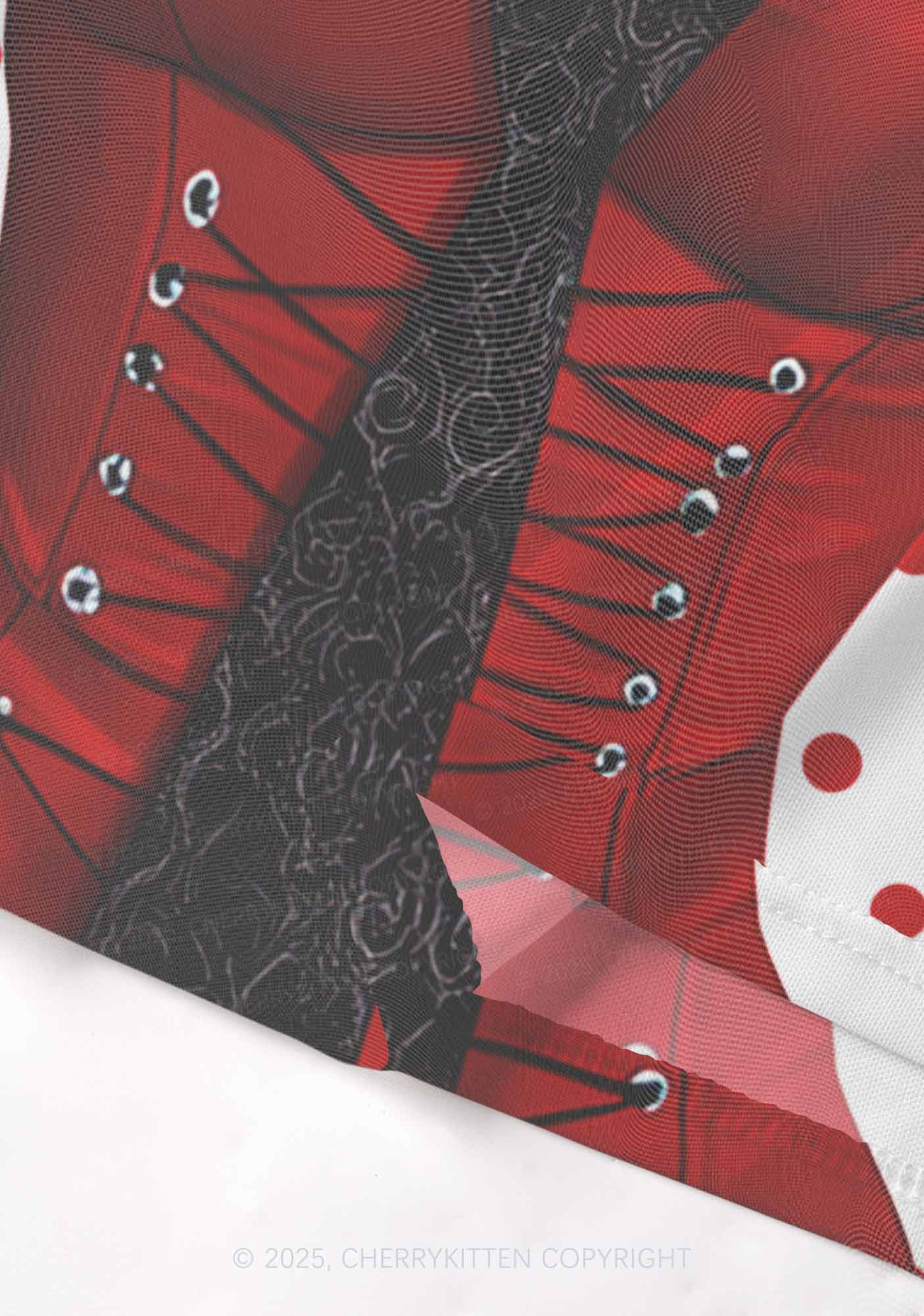 Dots Red Corset Y2K Mesh Cami Tank Cherrykitten - Image 4