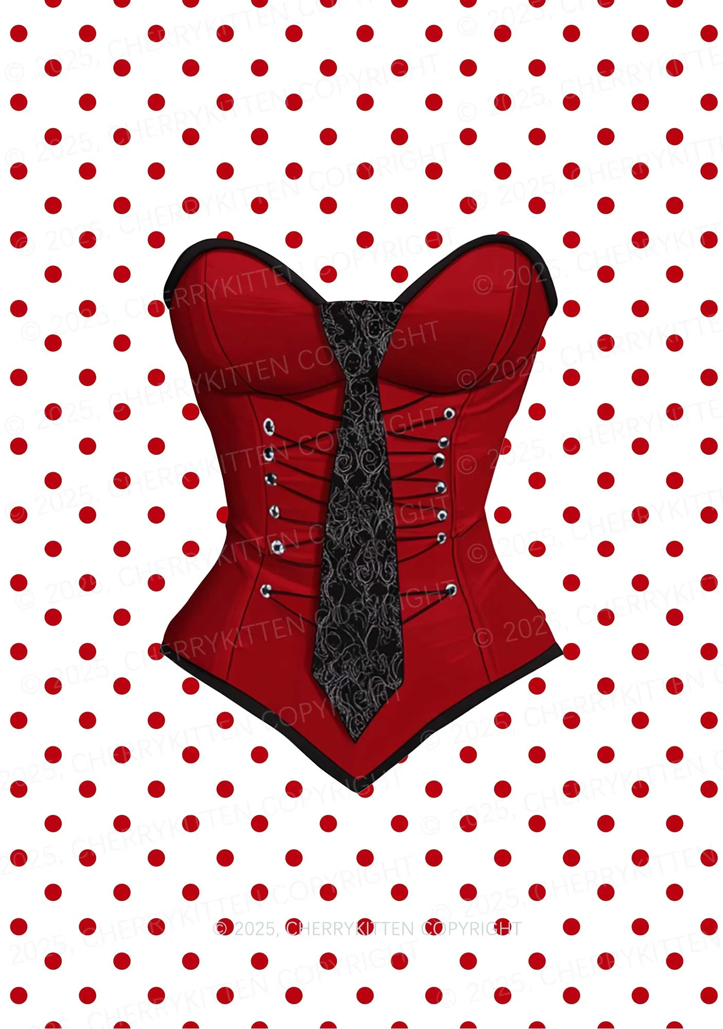 Dots Red Corset Y2K Mesh Cami Tank Cherrykitten - Image 2
