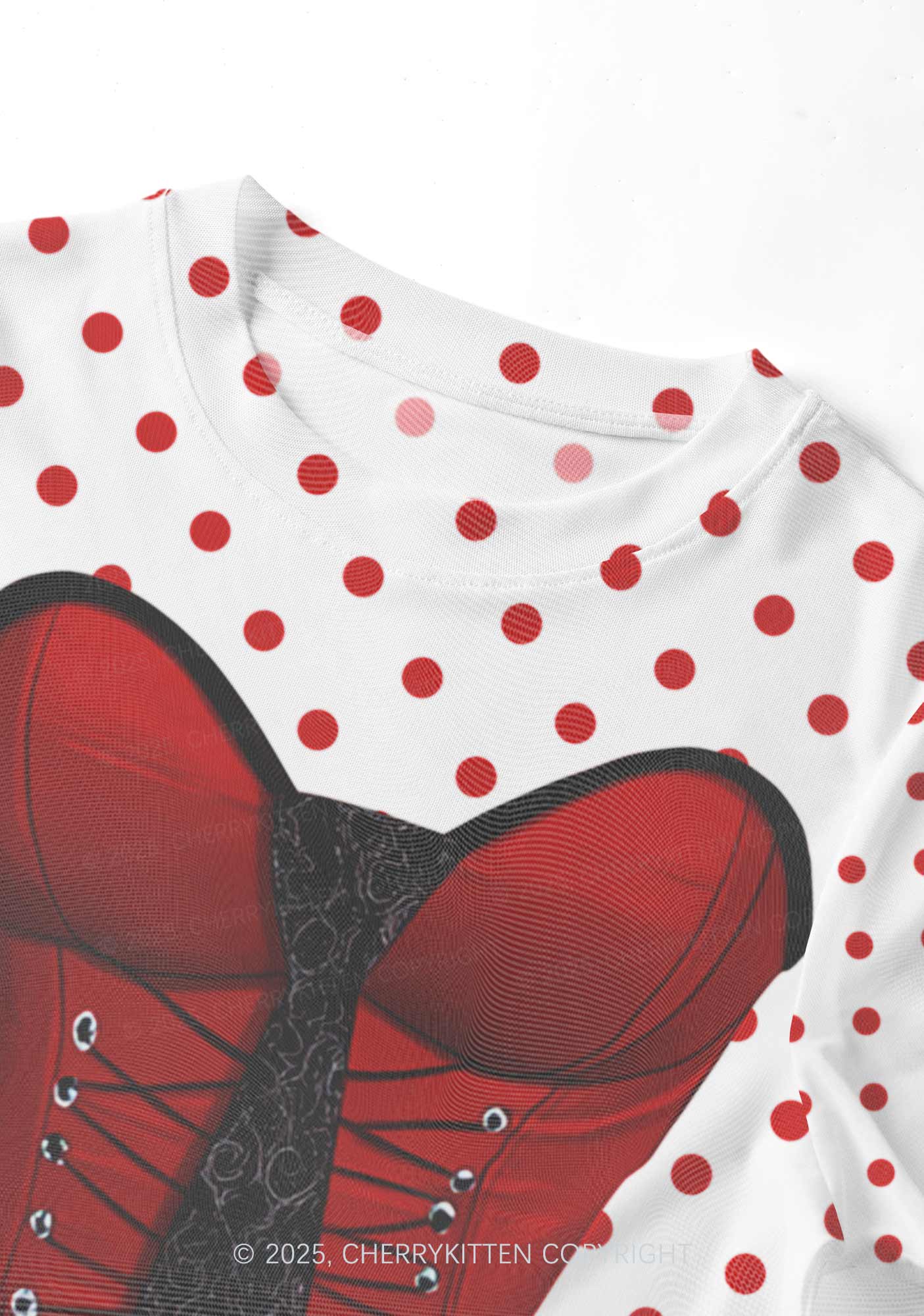 Dots Red Corset Y2K Mesh Crop Top Cherrykitten - Image 4