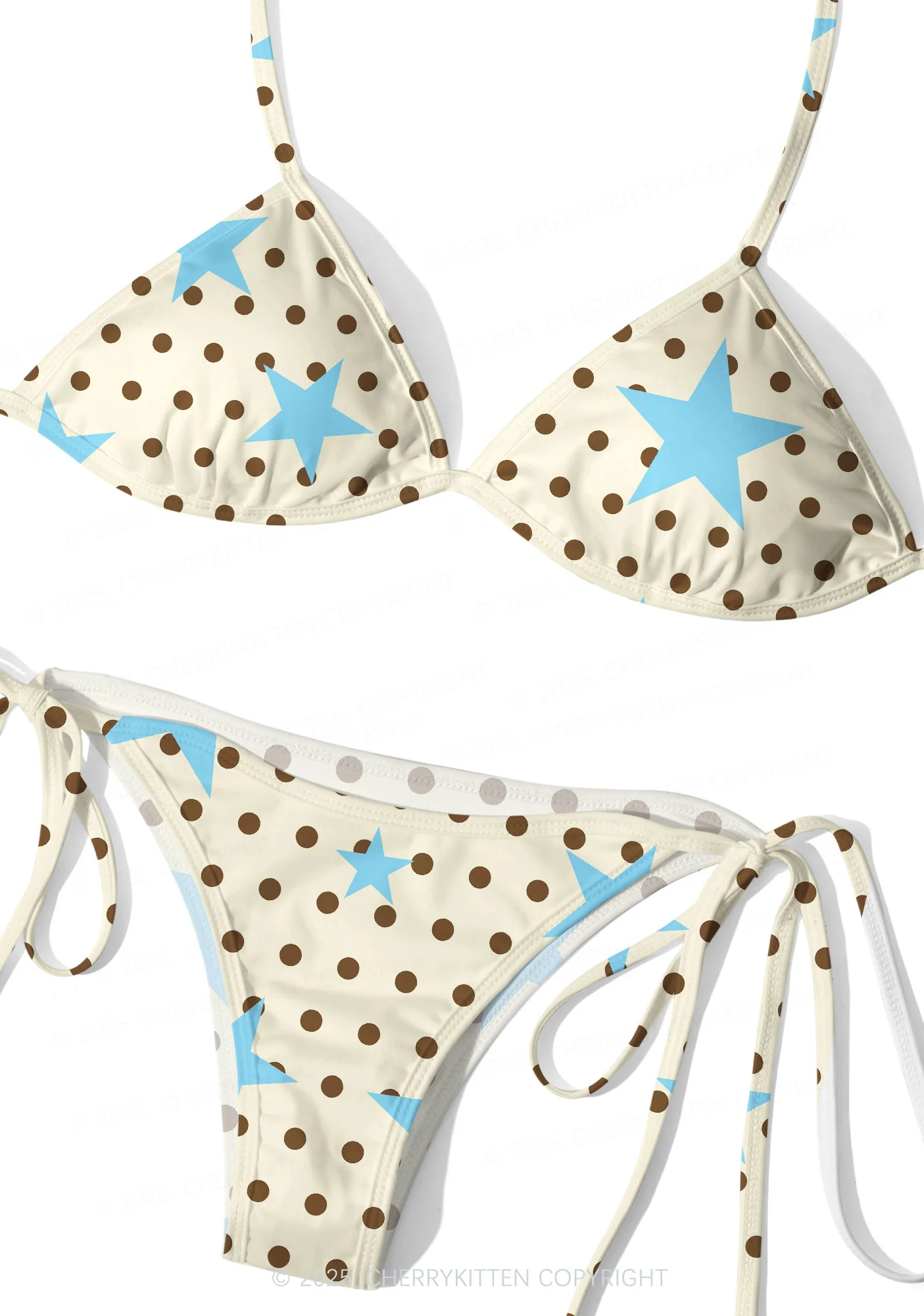 Dots With Blue Star Y2K Print Bikini Set Cherrykitten - Image 3