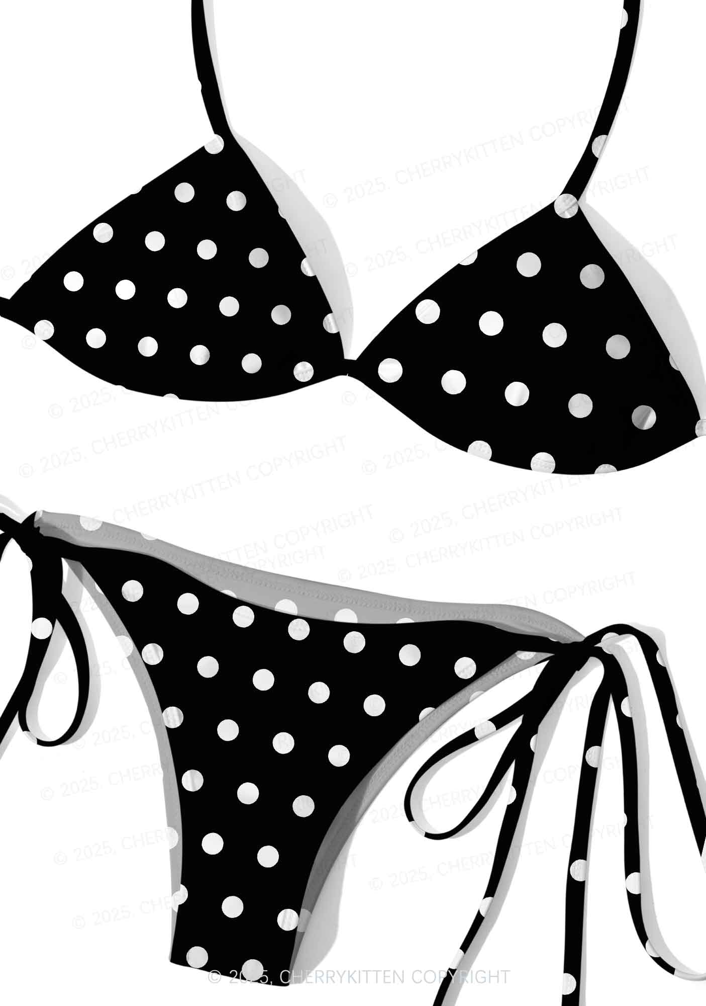 Dotty Black Y2K Print Bikini Set Cherrykitten - Image 3
