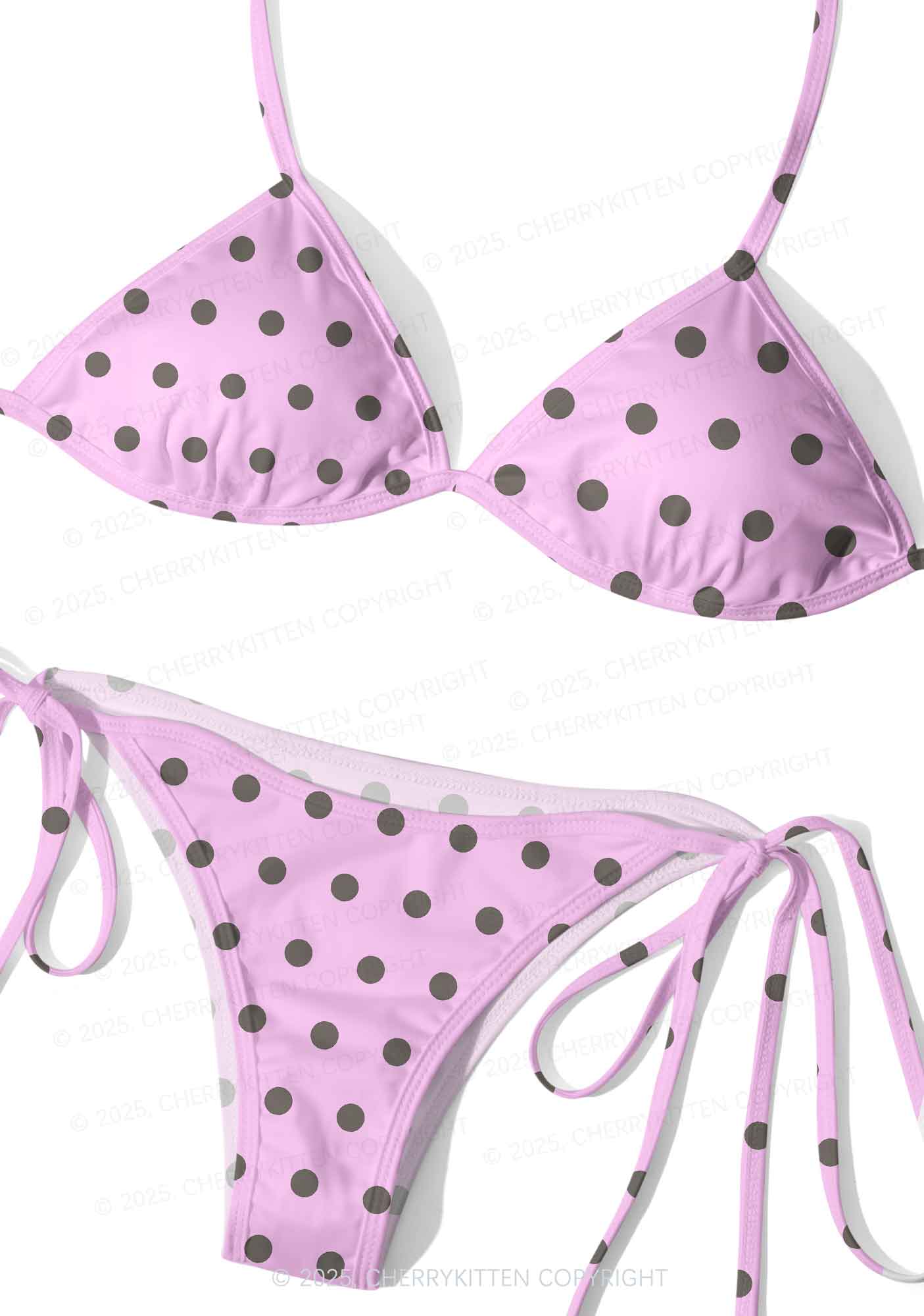 Dotty Pink Y2K Print Bikini Set Cherrykitten - Image 3
