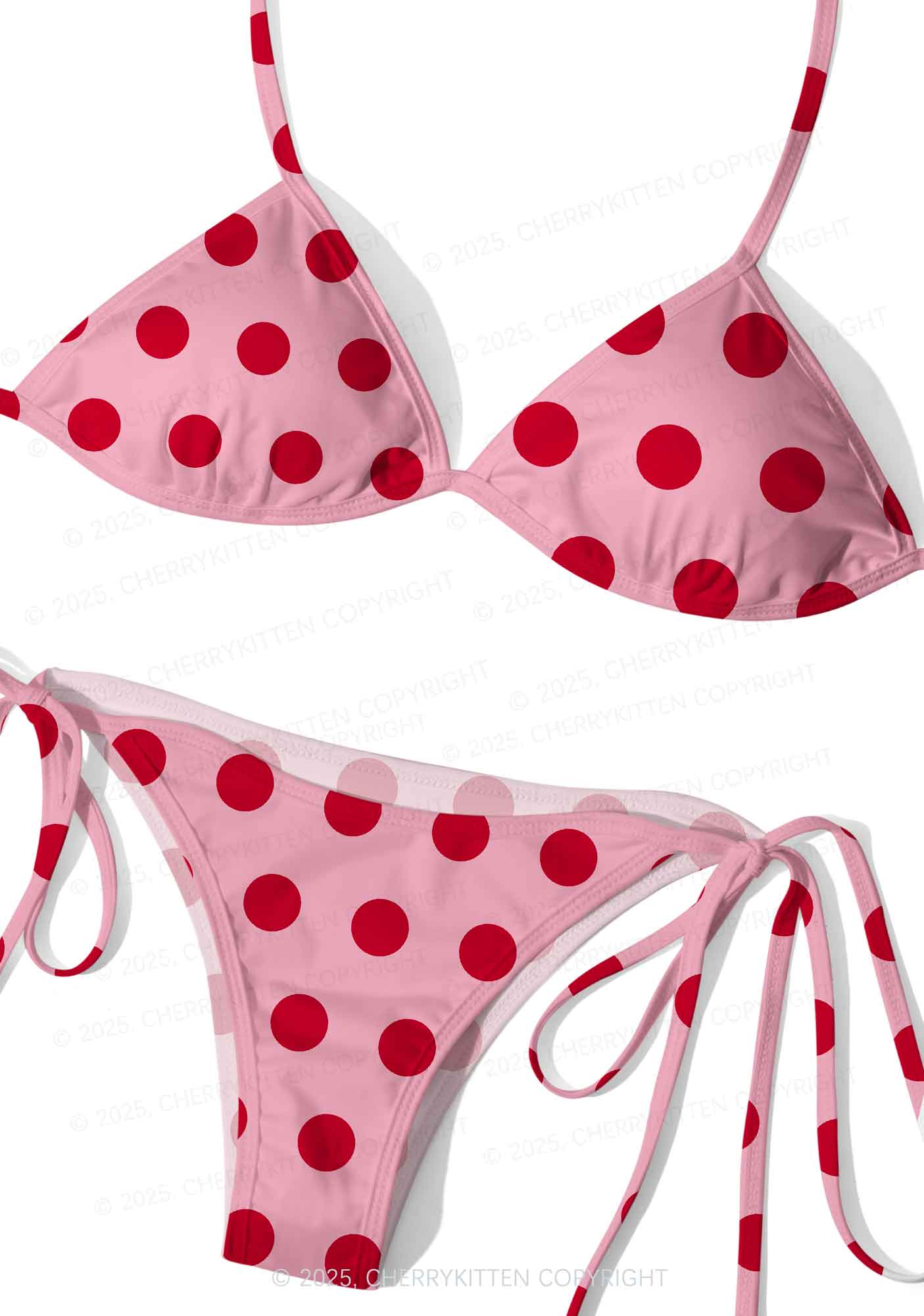 Dotty Red Y2K Print Bikini Set Cherrykitten - Image 3