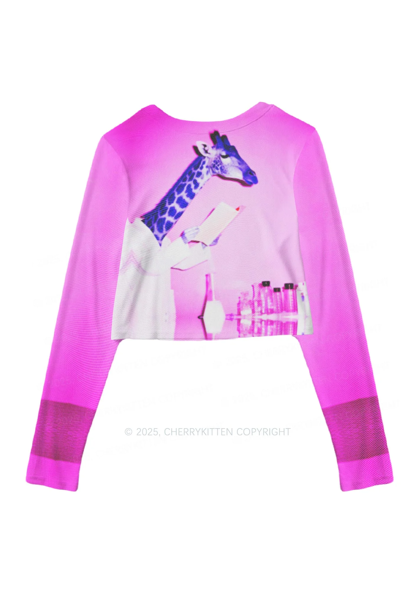 Dr Giraffe Y2K Mesh Long Sleeve Crop Top Cherrykitten - Image 3