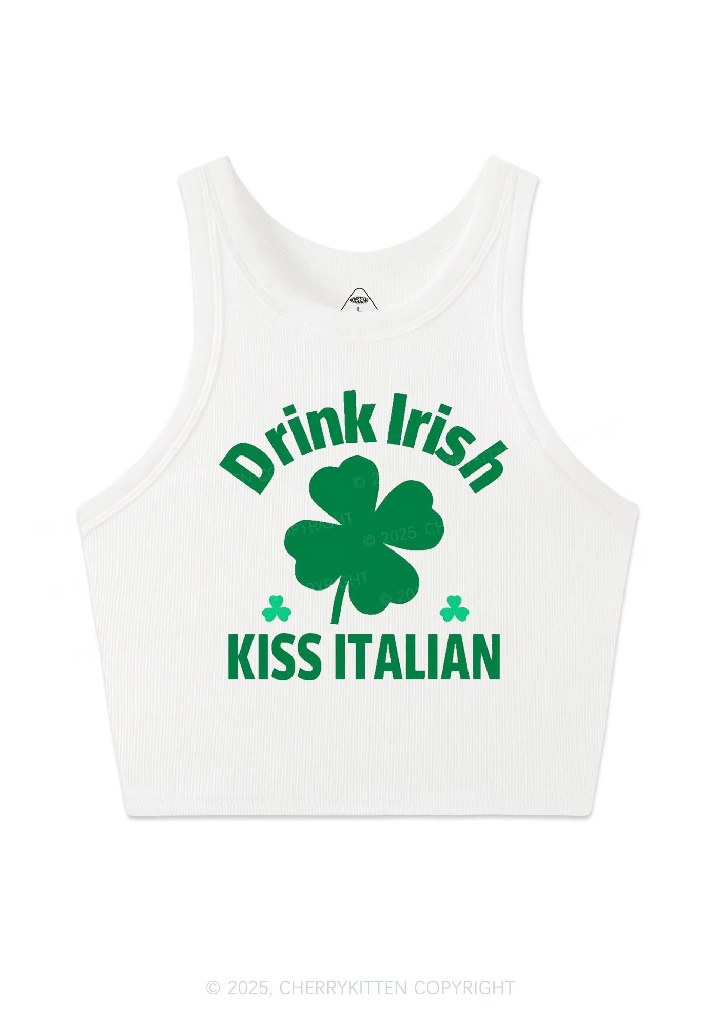 Drink Irish Kiss Italian St Patricks Y2K Crop Tank Top Cherrykitten - Image 4
