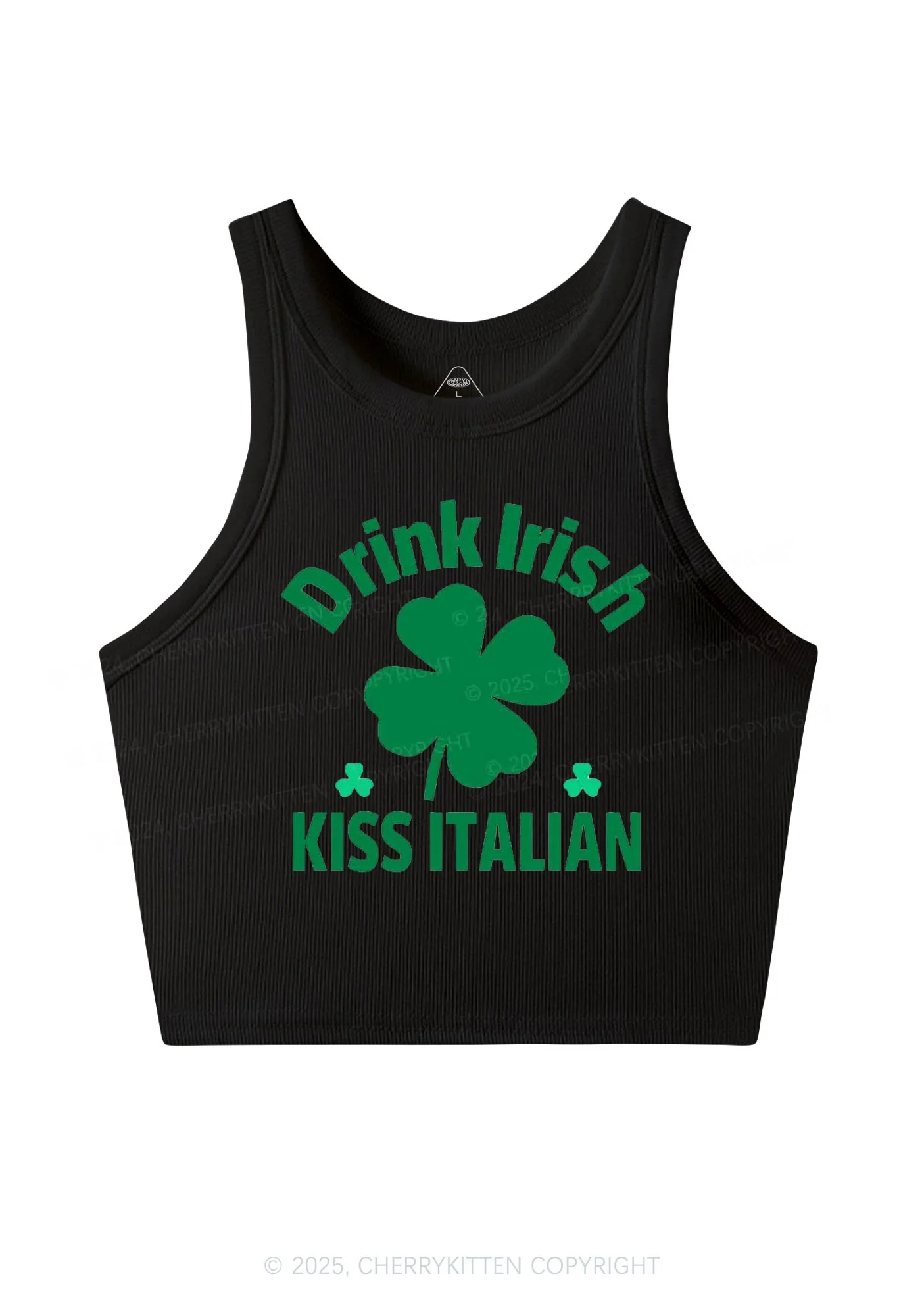 Drink Irish Kiss Italian St Patricks Y2K Crop Tank Top Cherrykitten - Image 5