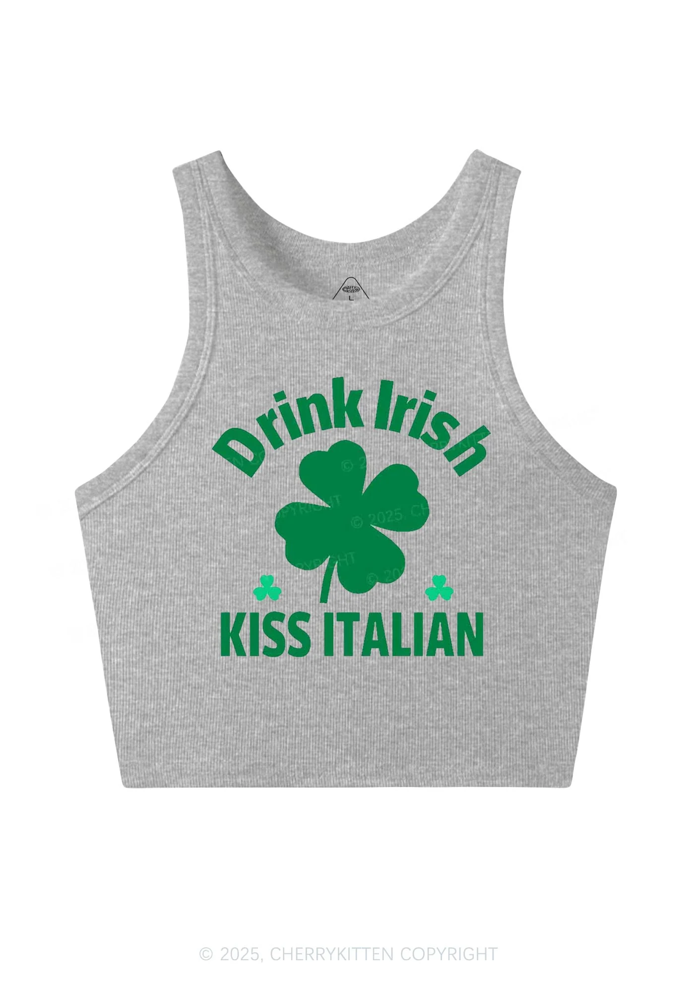Drink Irish Kiss Italian St Patricks Y2K Crop Tank Top Cherrykitten - Image 6