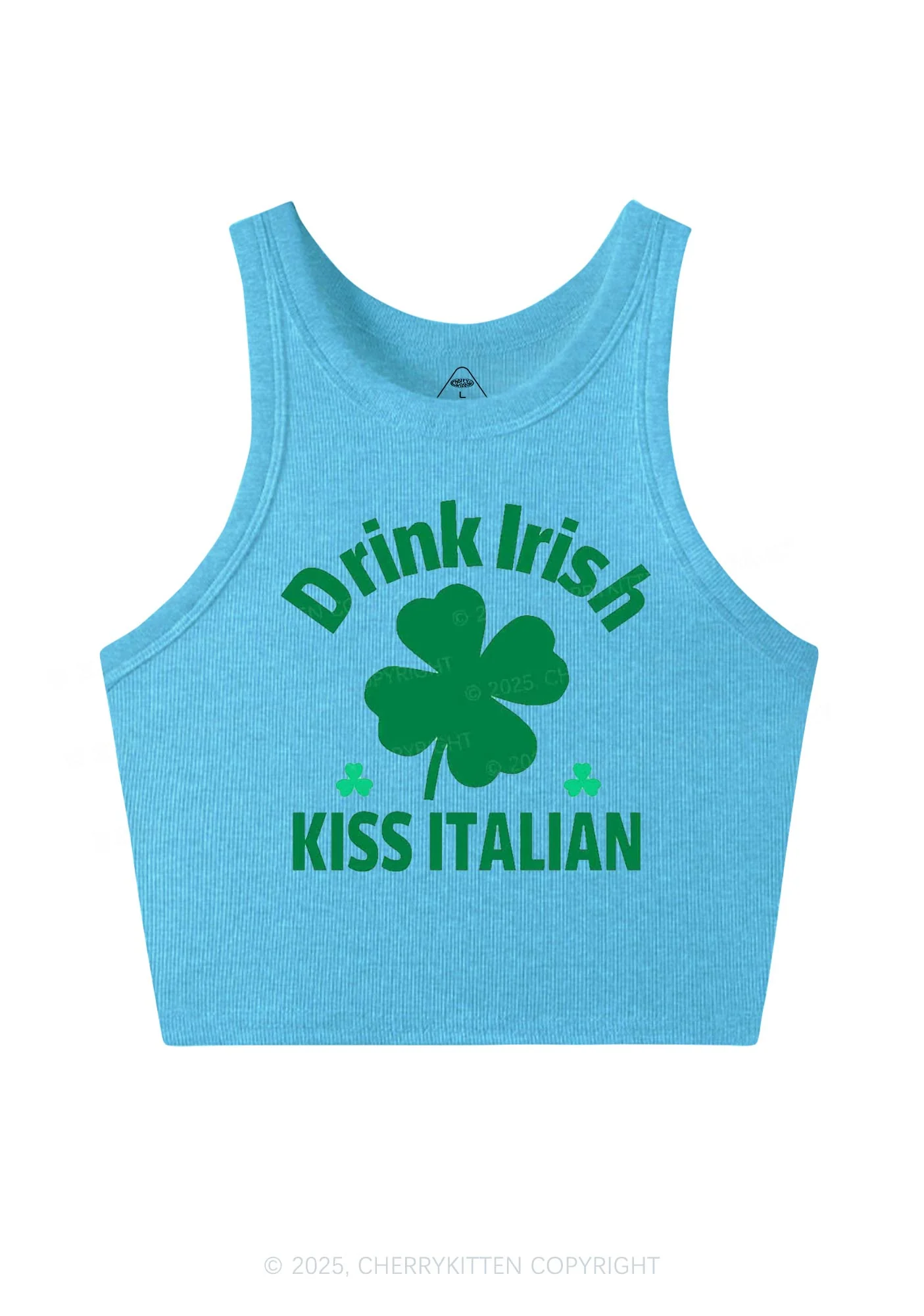 Drink Irish Kiss Italian St Patricks Y2K Crop Tank Top Cherrykitten - Image 7