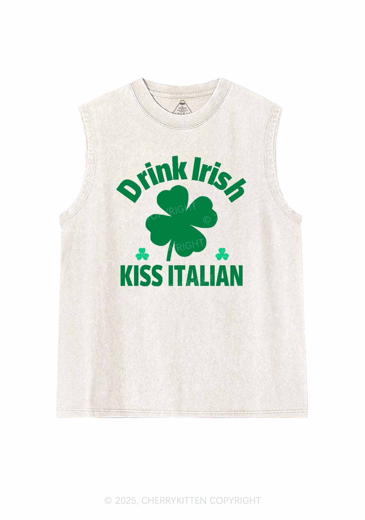 Drink Irish Kiss Italian St Patricks Y2K Washed Tank Cherrykitten - Image 4