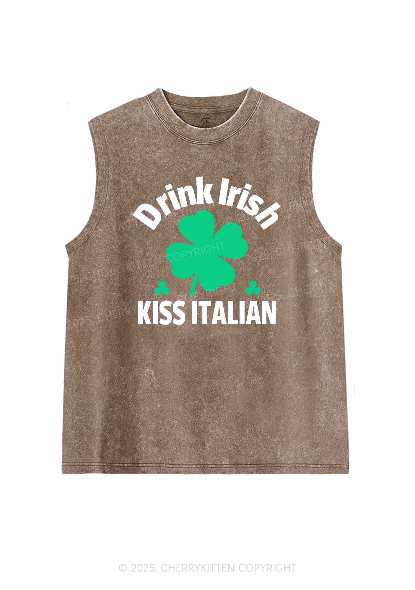 Drink Irish Kiss Italian St Patricks Y2K Washed Tank Cherrykitten - Image 6