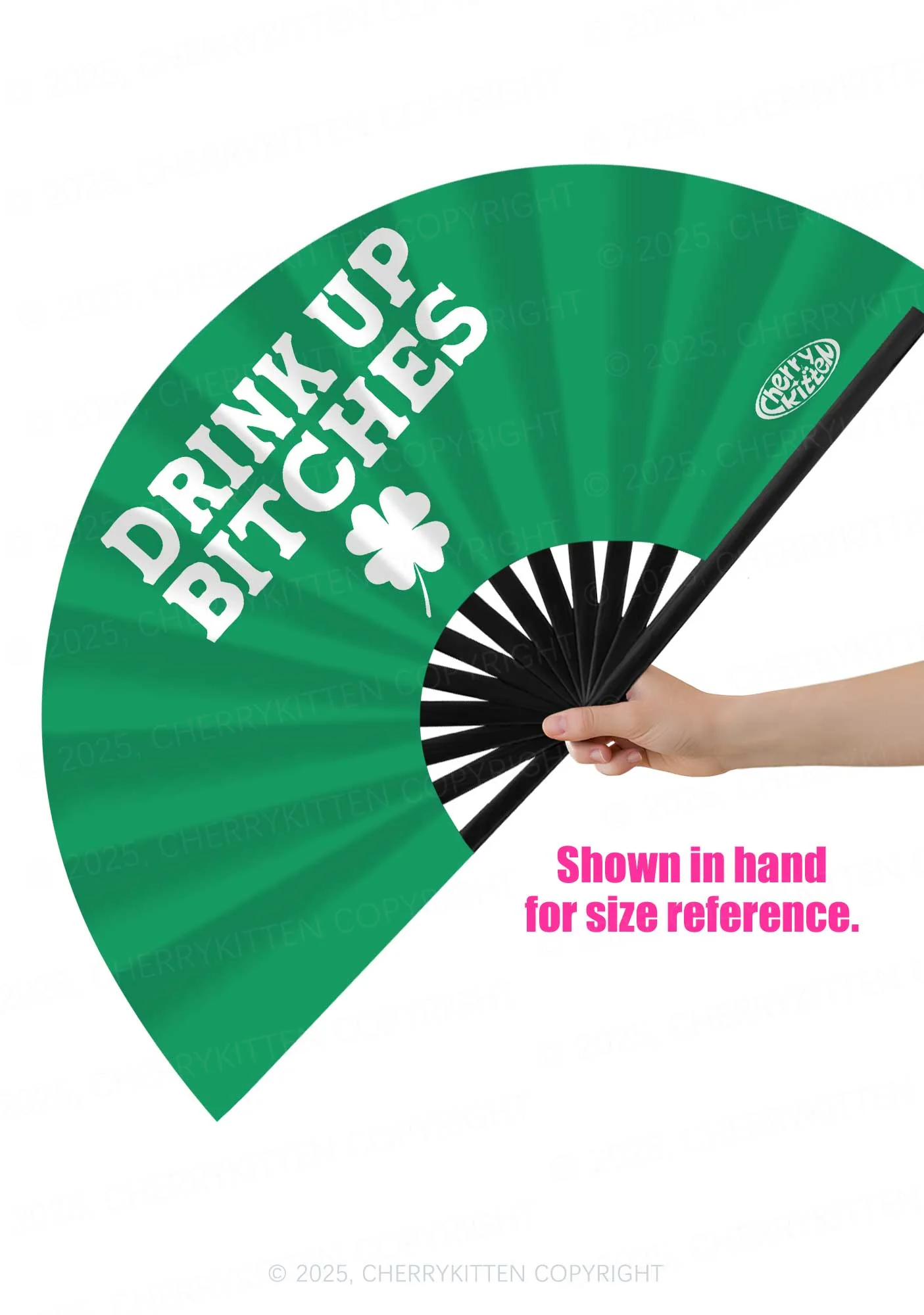 Drink Up Bxxch St Patricks Y2K Rave Hand Fan Cherrykitten - Image 2