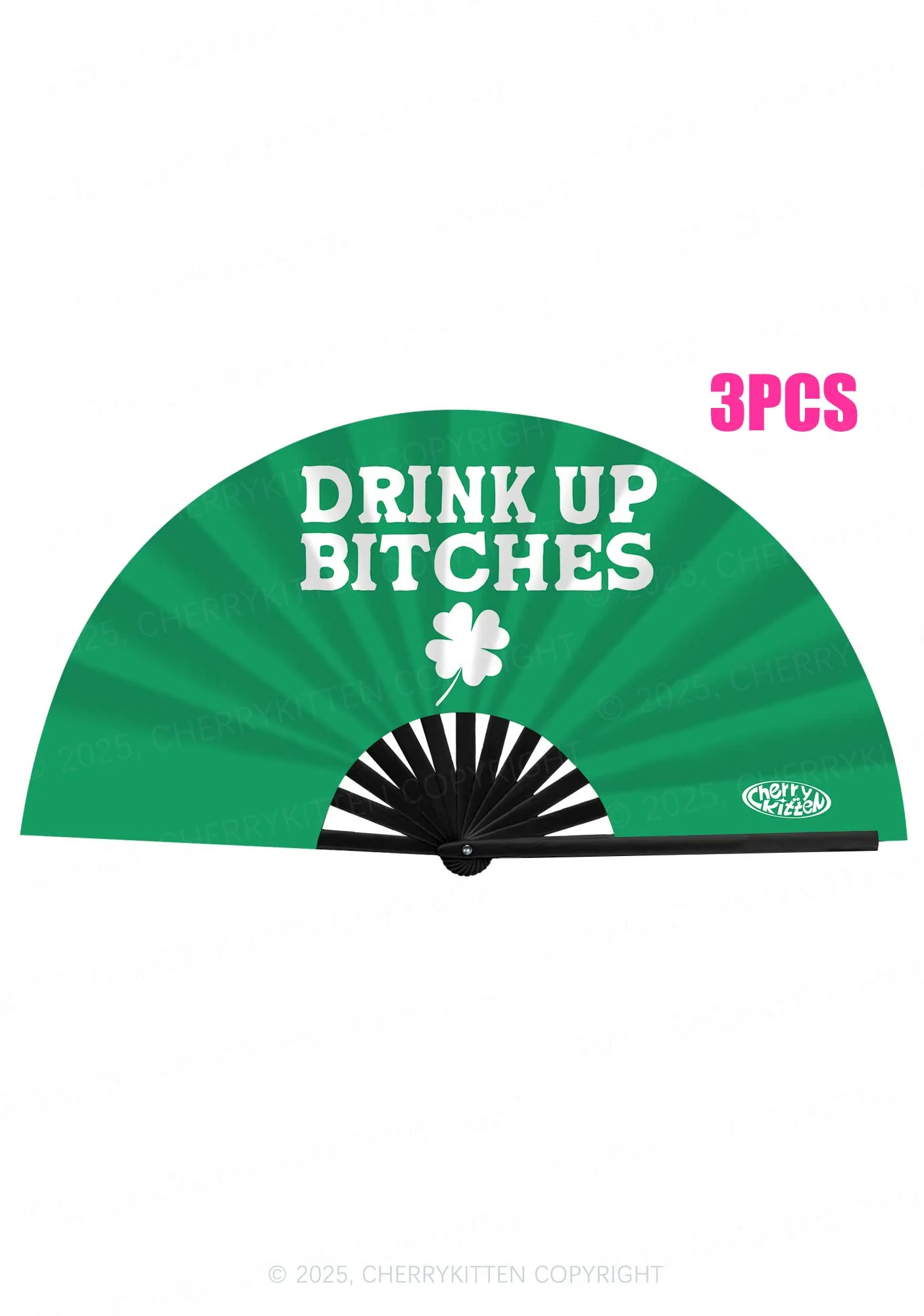 Drink Up Bxxch St Patricks Y2K Rave Hand Fan Cherrykitten - Image 3