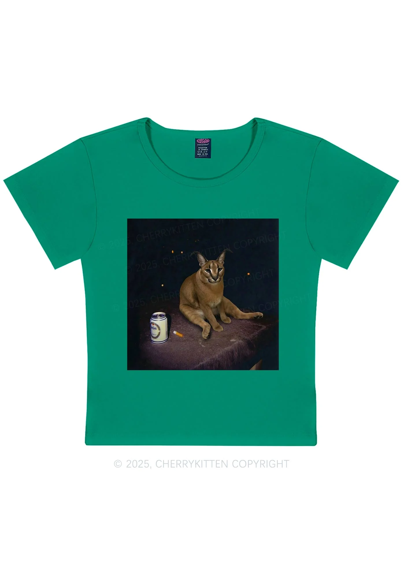 Drinking Floppa Y2K Baby Tee Cherrykitten - Image 10