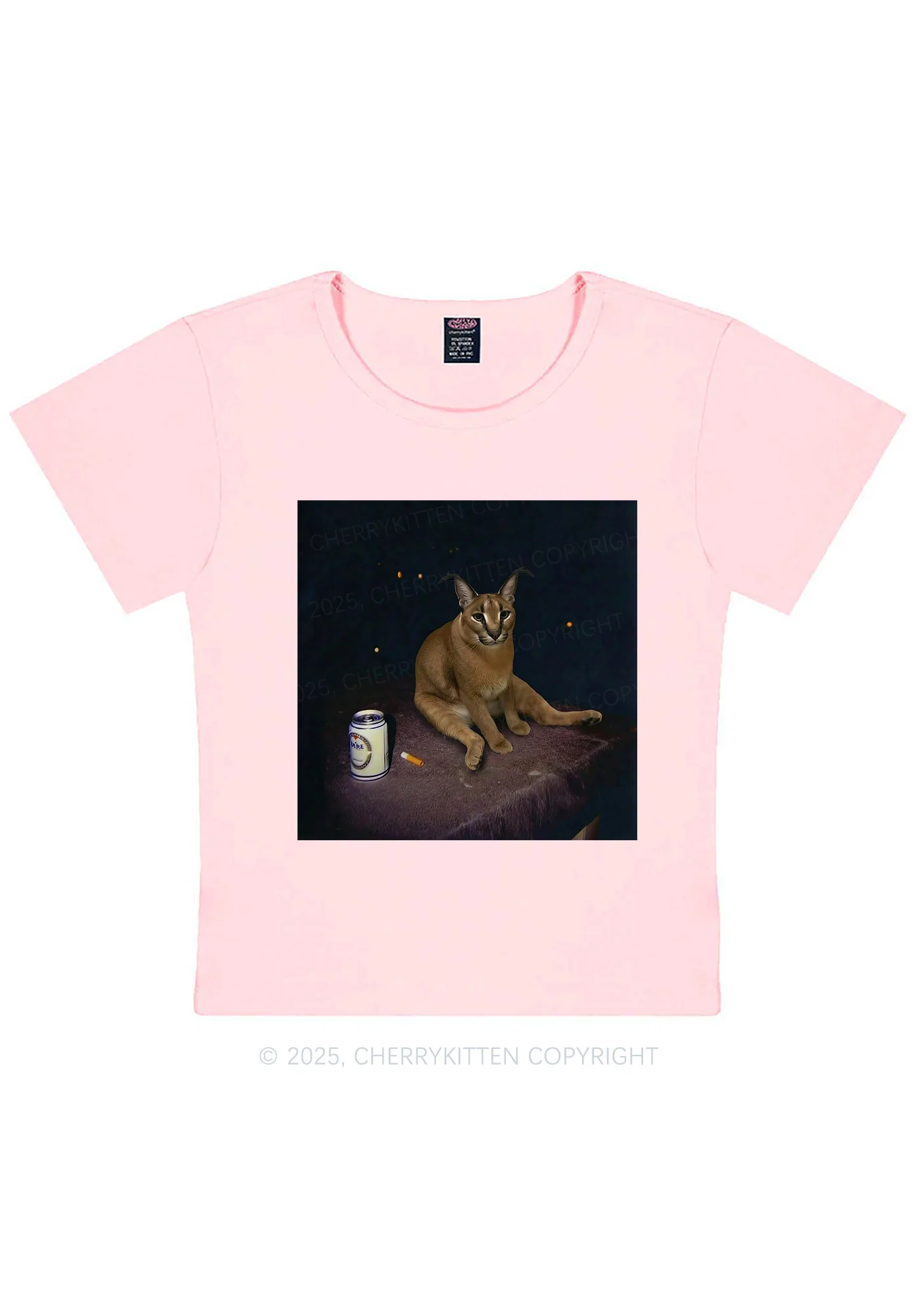 Drinking Floppa Y2K Baby Tee Cherrykitten - Image 11
