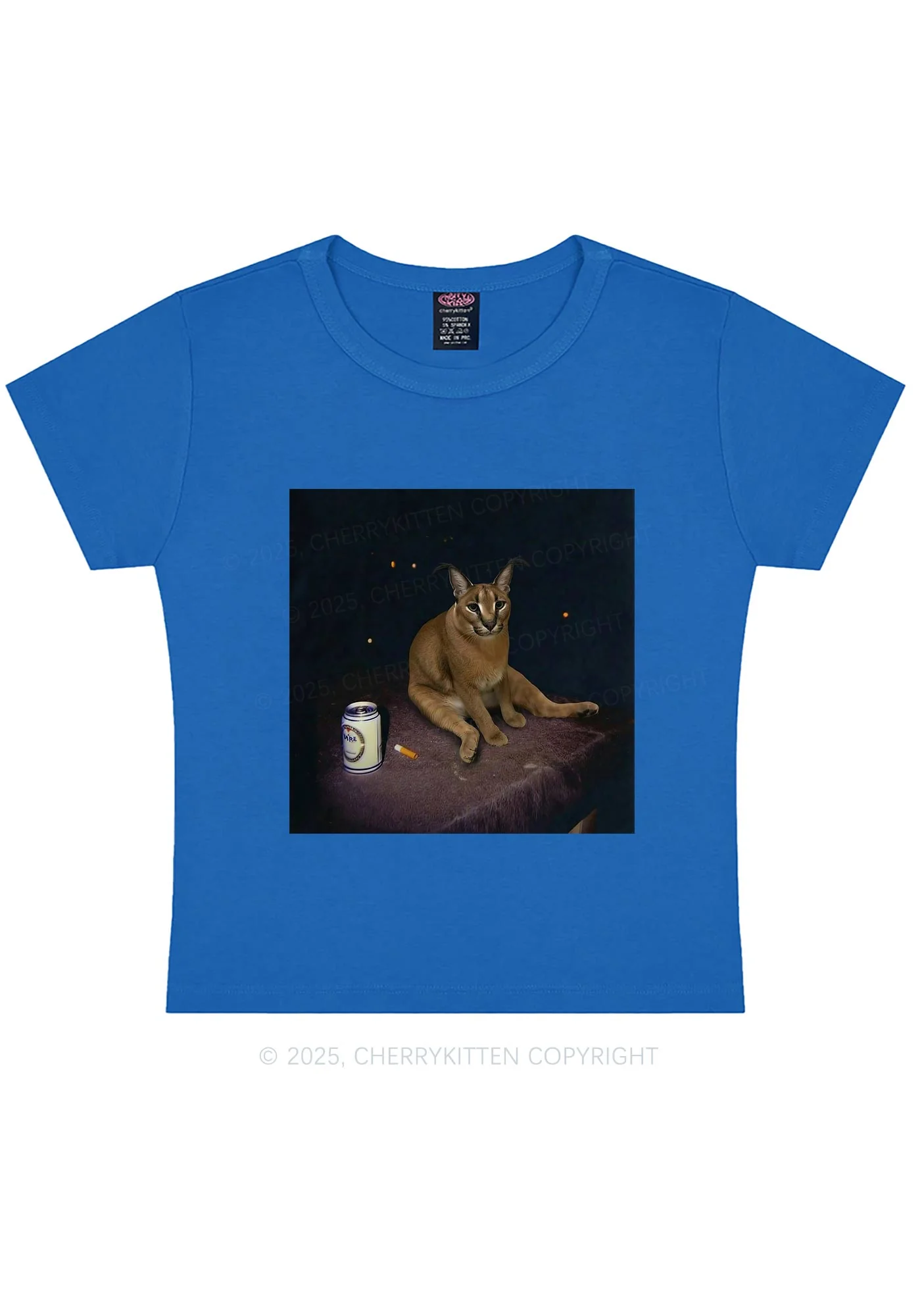 Drinking Floppa Y2K Baby Tee Cherrykitten - Image 7