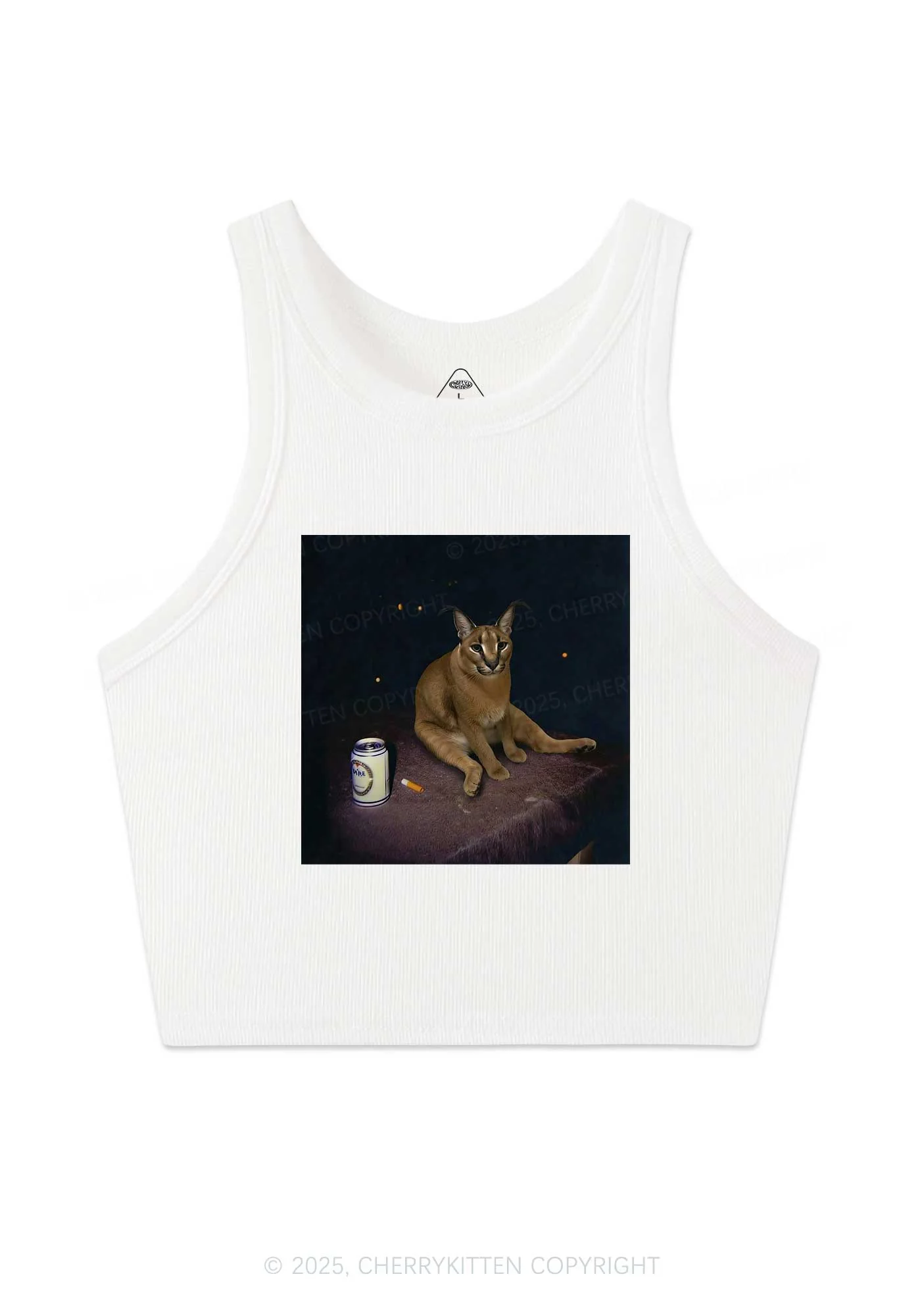 Drinking Floppa Y2K Crop Tank Top Cherrykitten - Image 3