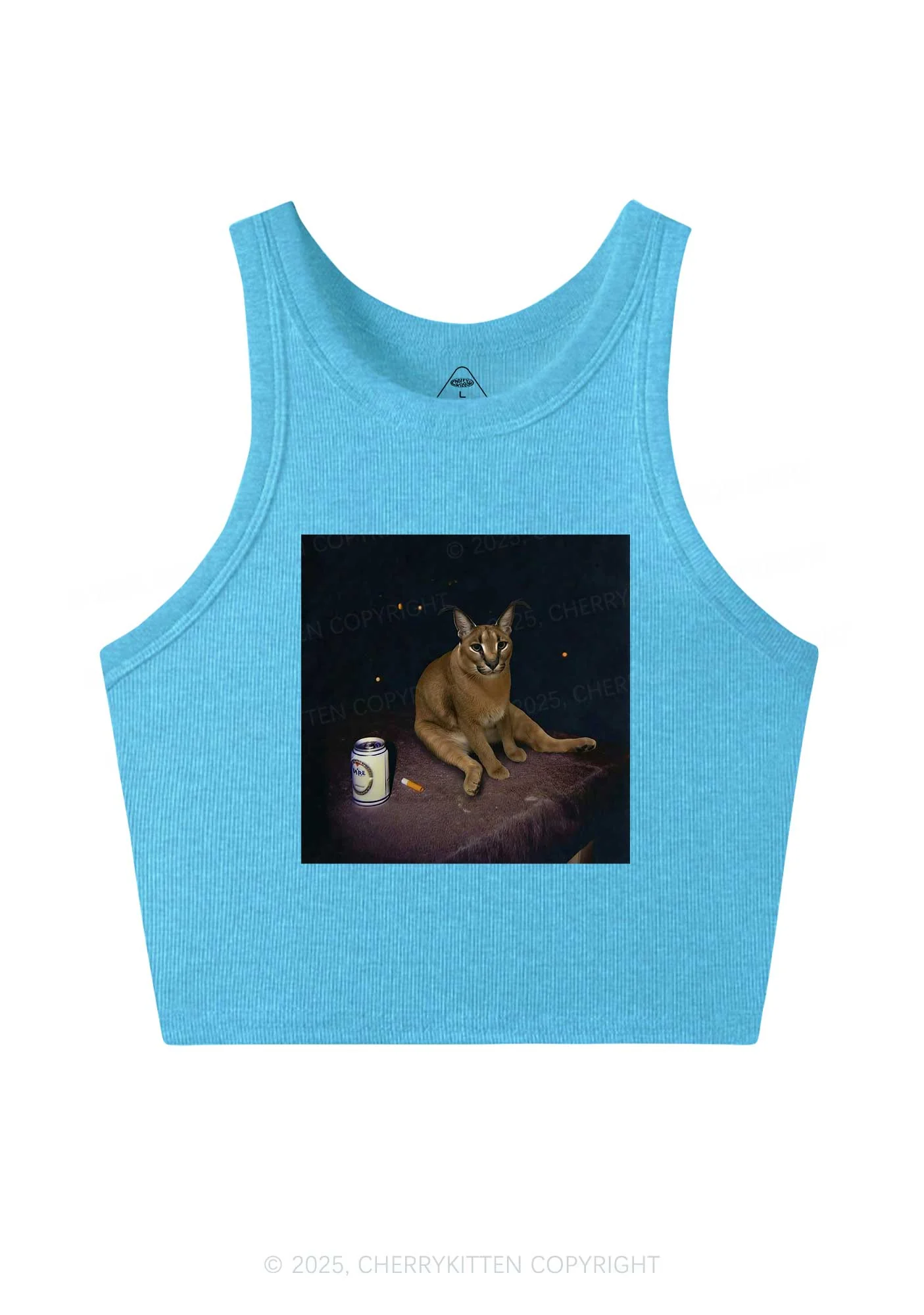 Drinking Floppa Y2K Crop Tank Top Cherrykitten - Image 4