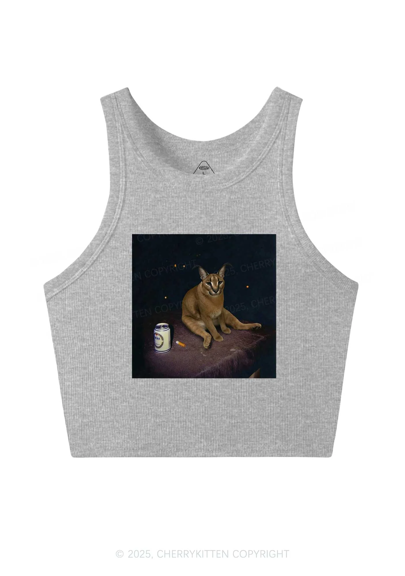 Drinking Floppa Y2K Crop Tank Top Cherrykitten - Image 5