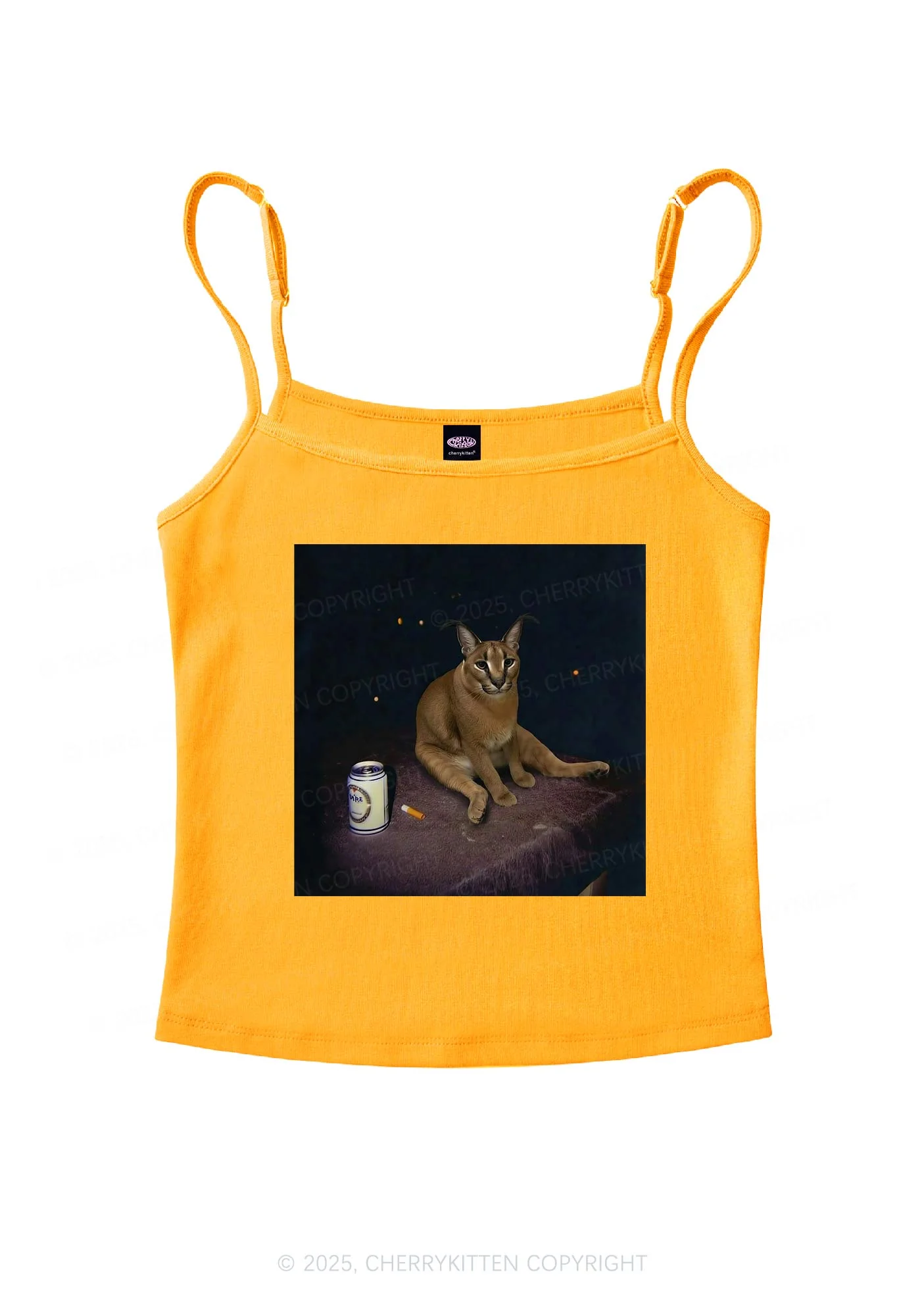 Drinking Floppa Y2K Spaghetti Strap Cami Cherrykitten - Image 6