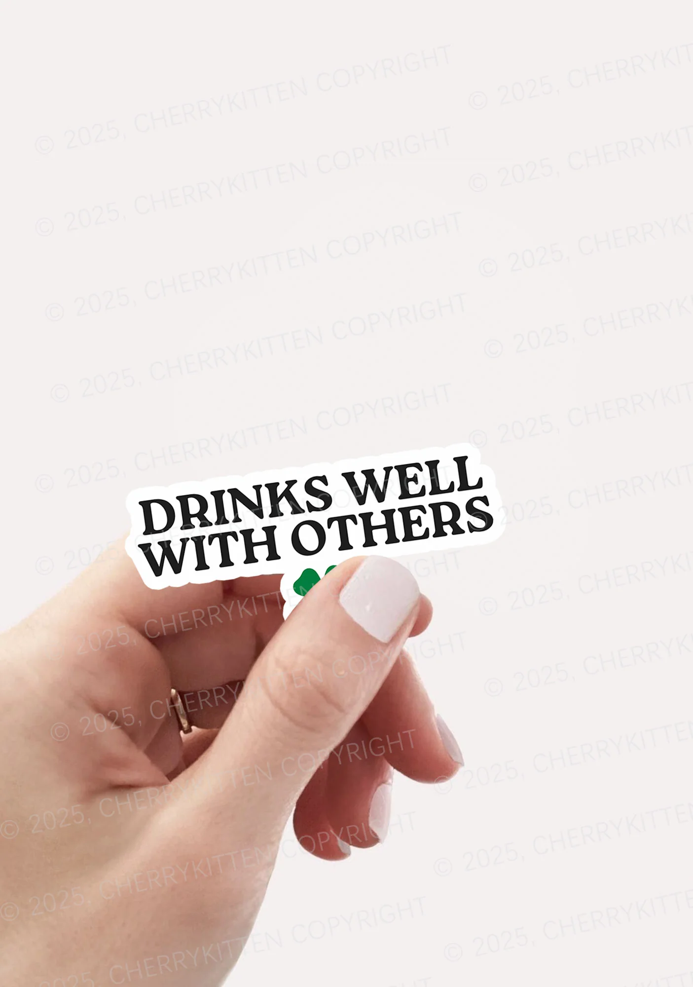 Drinks Well With Others St Patricks 1Pc Y2K Sticker Cherrykitten - Image 2