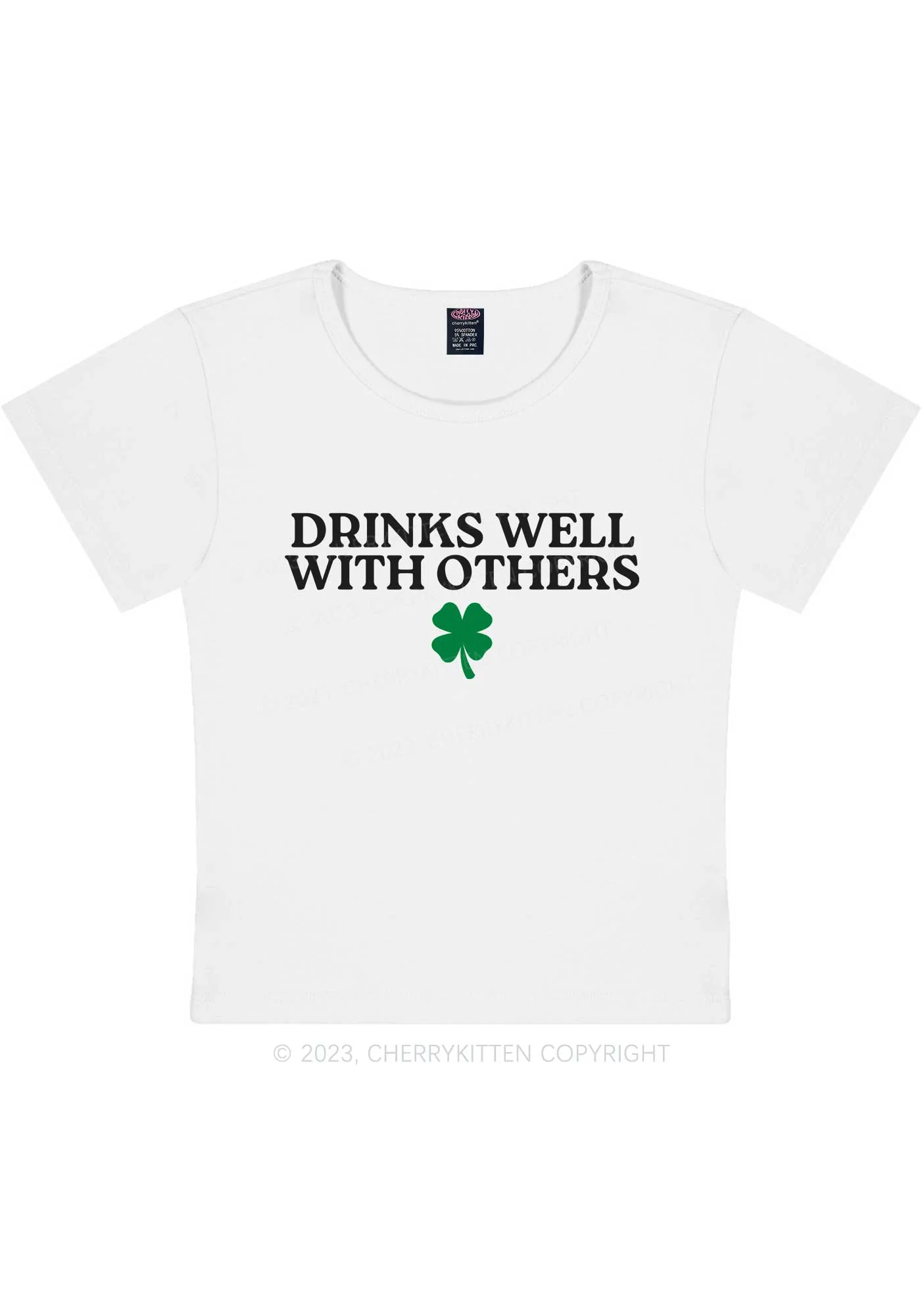 Drinks Well With Others St Patricks Y2K Baby Tee Cherrykitten - Image 5