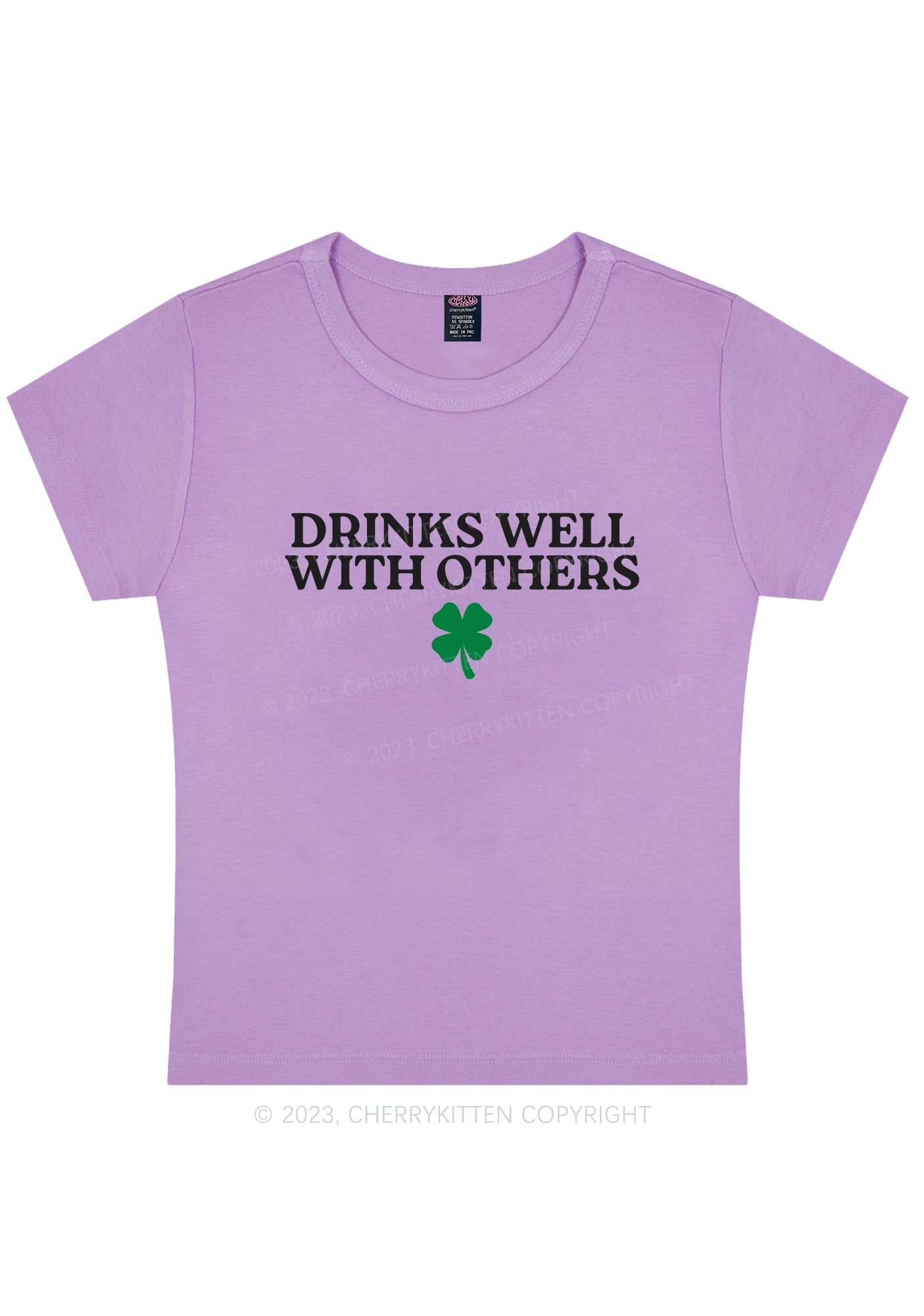 Drinks Well With Others St Patricks Y2K Baby Tee Cherrykitten - Image 6