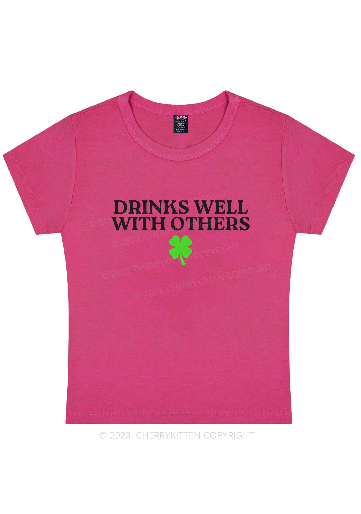 Drinks Well With Others St Patricks Y2K Baby Tee Cherrykitten - Image 7
