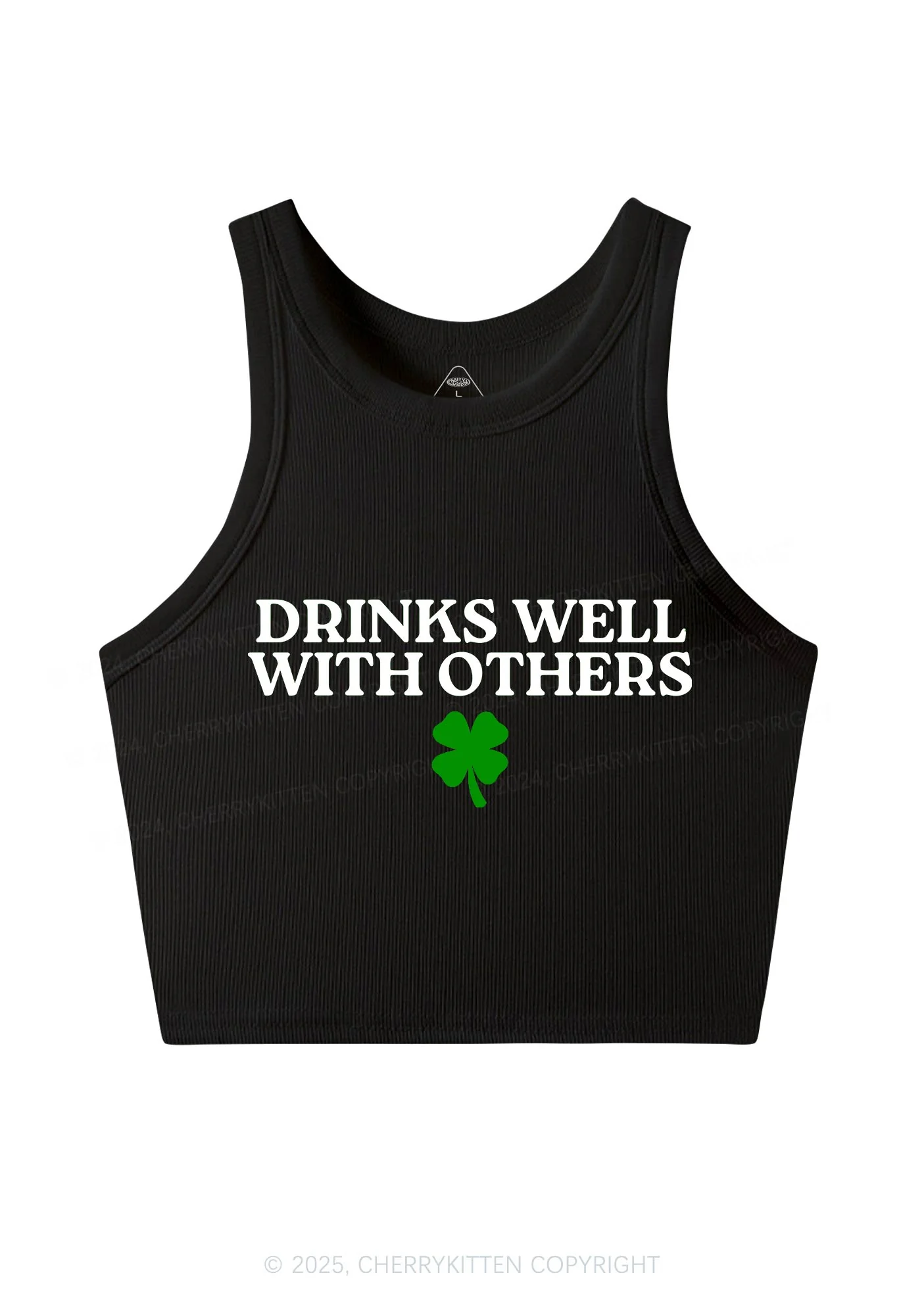 Drinks Well With Others St Patricks Y2K Crop Tank Top Cherrykitten - Image 4