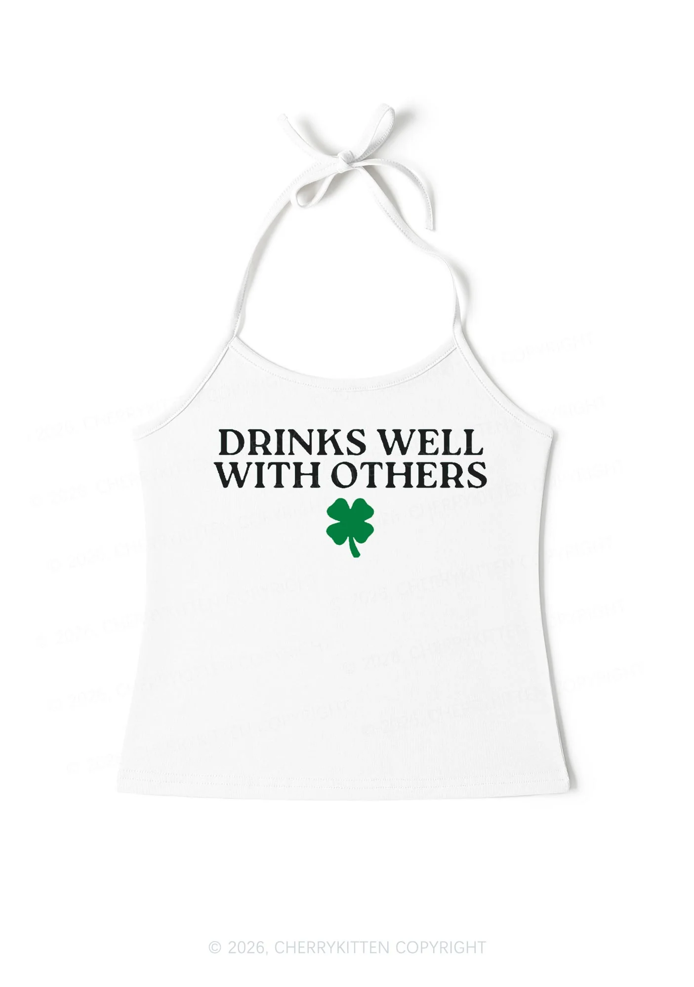 Drinks Well With Others St Patricks Y2K Halter Neck Cami Cherrykitten - Image 5