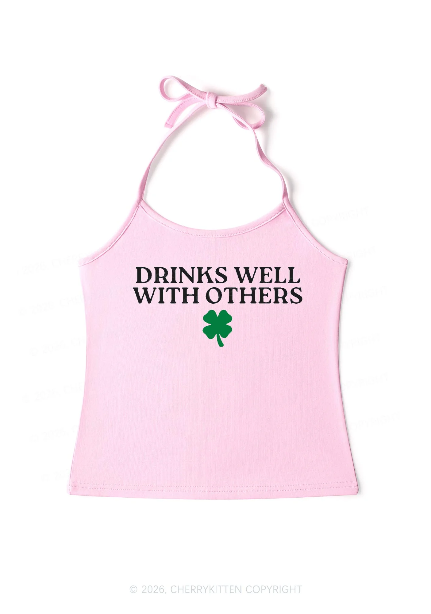 Drinks Well With Others St Patricks Y2K Halter Neck Cami Cherrykitten - Image 6