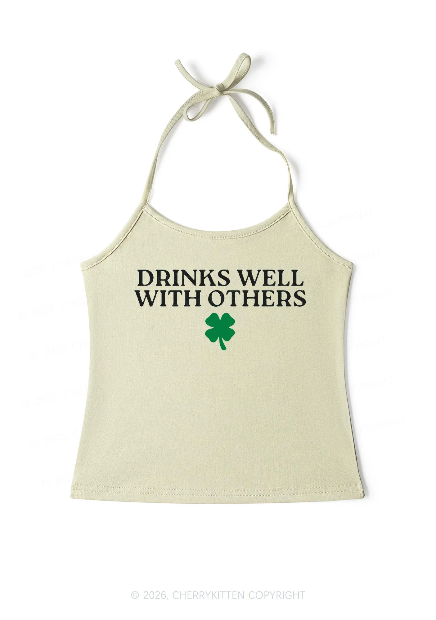 Drinks Well With Others St Patricks Y2K Halter Neck Cami Cherrykitten - Image 7