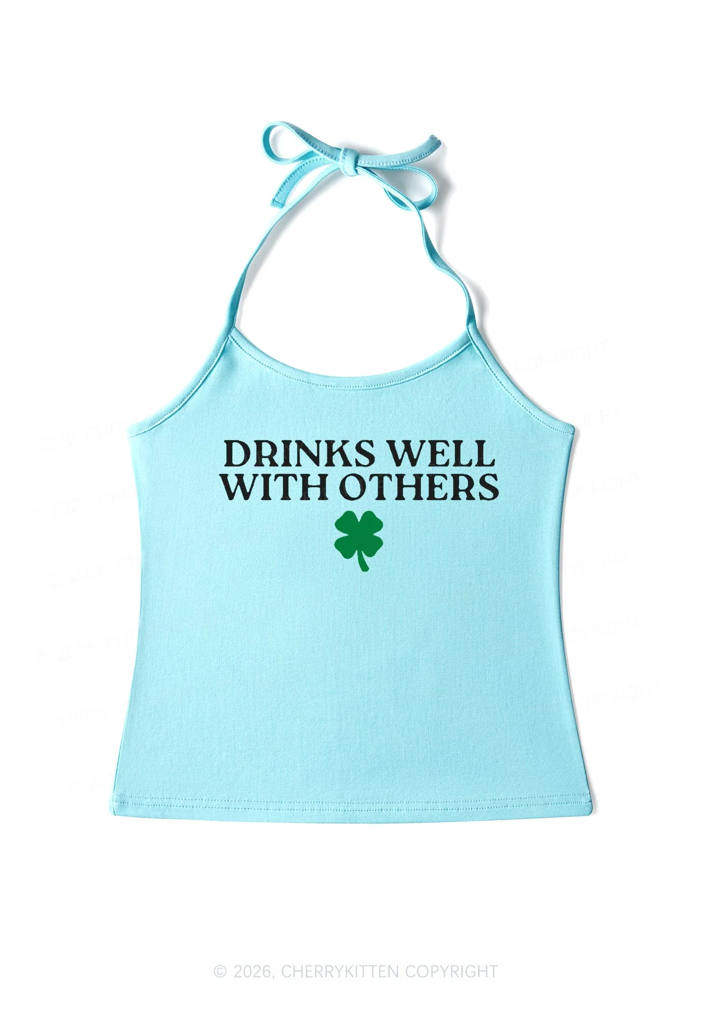 Drinks Well With Others St Patricks Y2K Halter Neck Cami Cherrykitten - Image 8