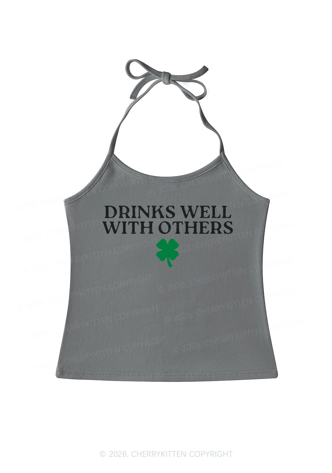 Drinks Well With Others St Patricks Y2K Halter Neck Cami Cherrykitten - Image 9