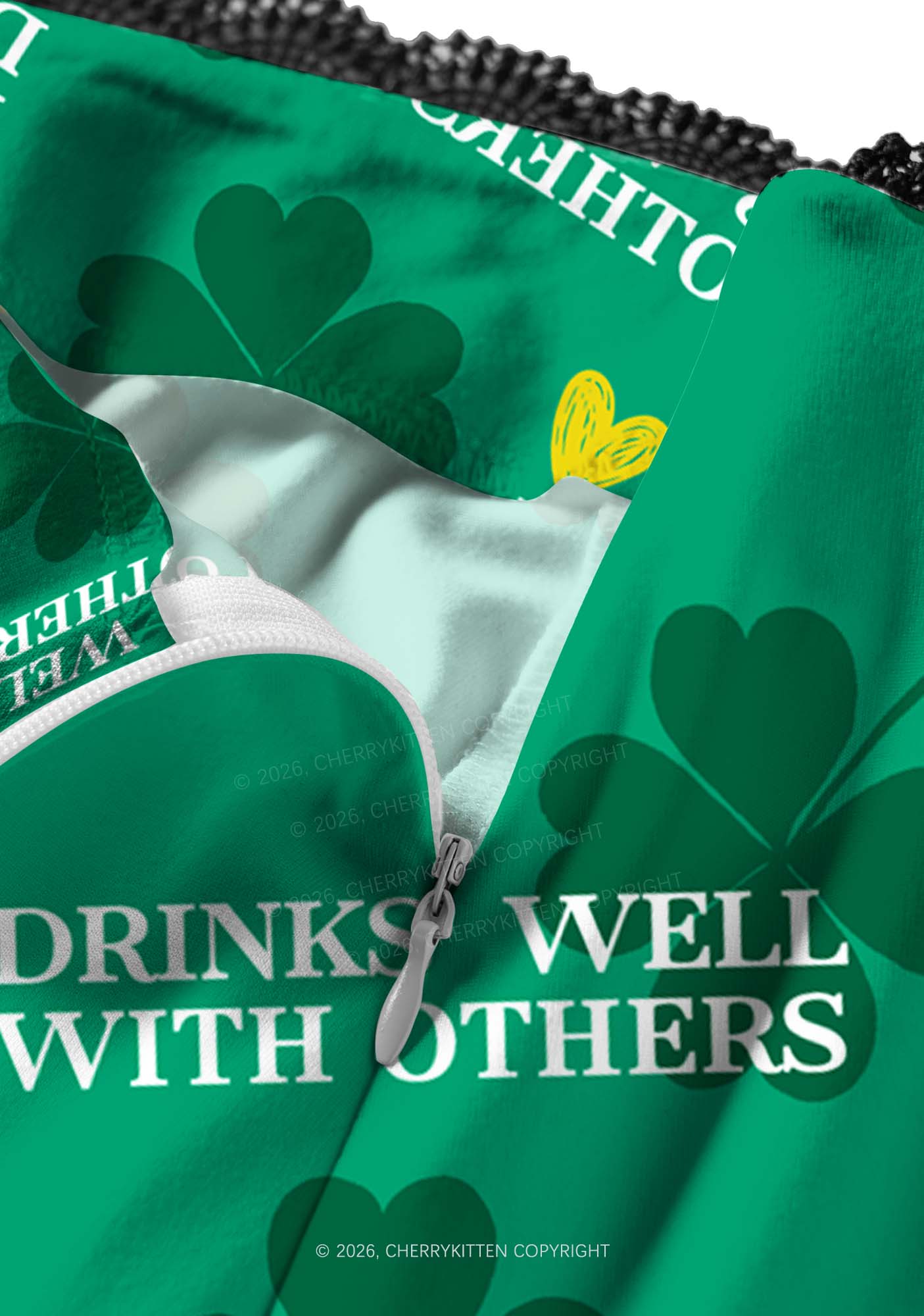 Drinks Well With Others St Patricks Y2K Print Midi Skirt Cherrykitten - Image 3