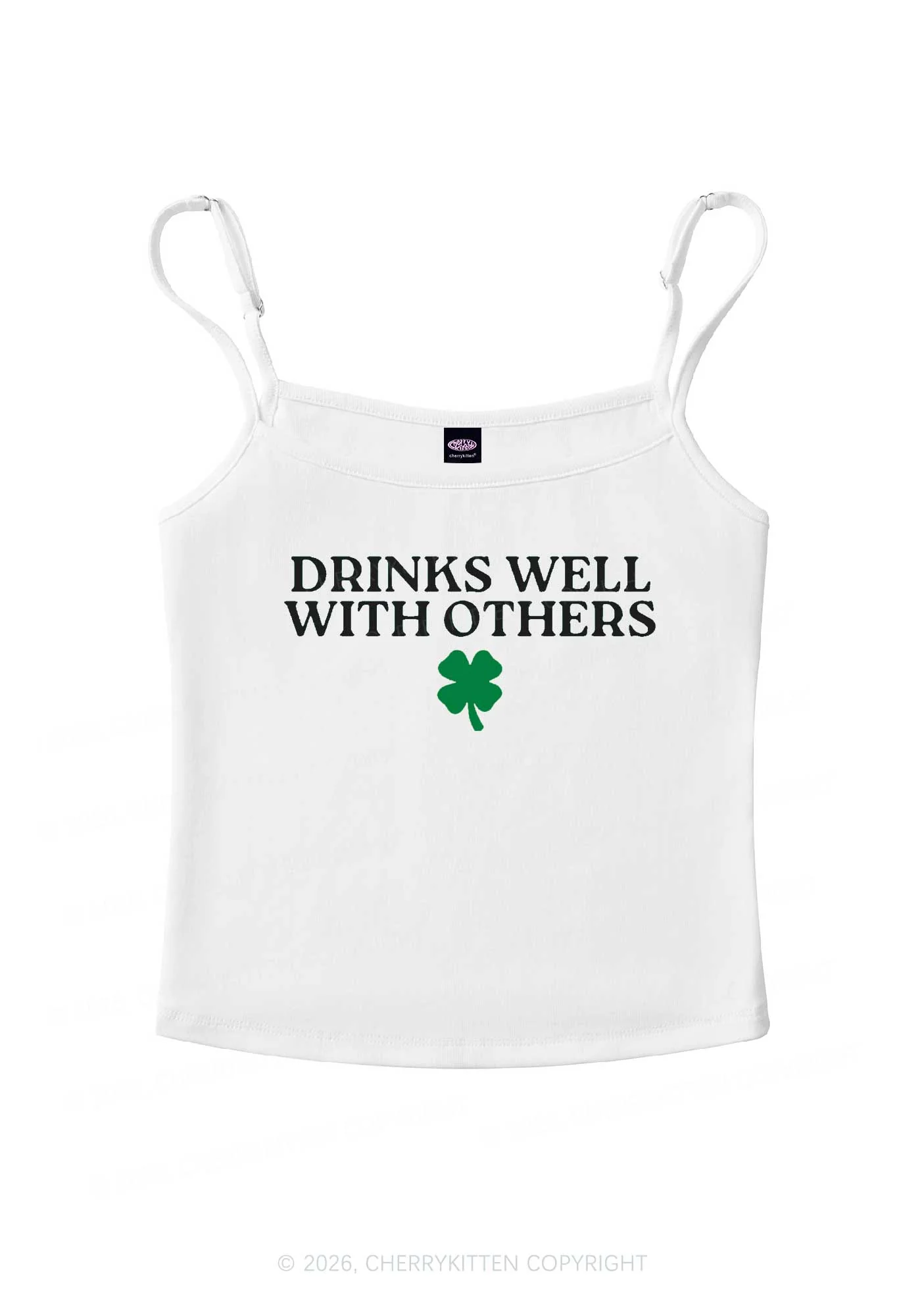 Drinks Well With Others St Patricks Y2K Spaghetti Strap Cami Cherrykitten - Image 3