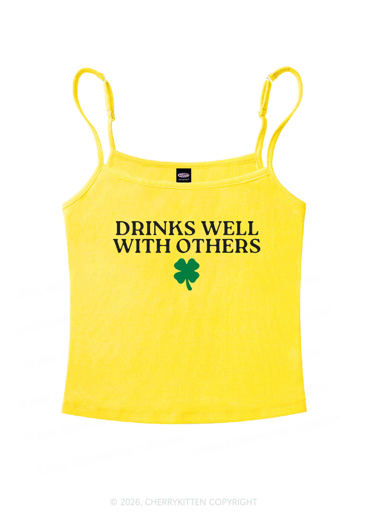 Drinks Well With Others St Patricks Y2K Spaghetti Strap Cami Cherrykitten - Image 4