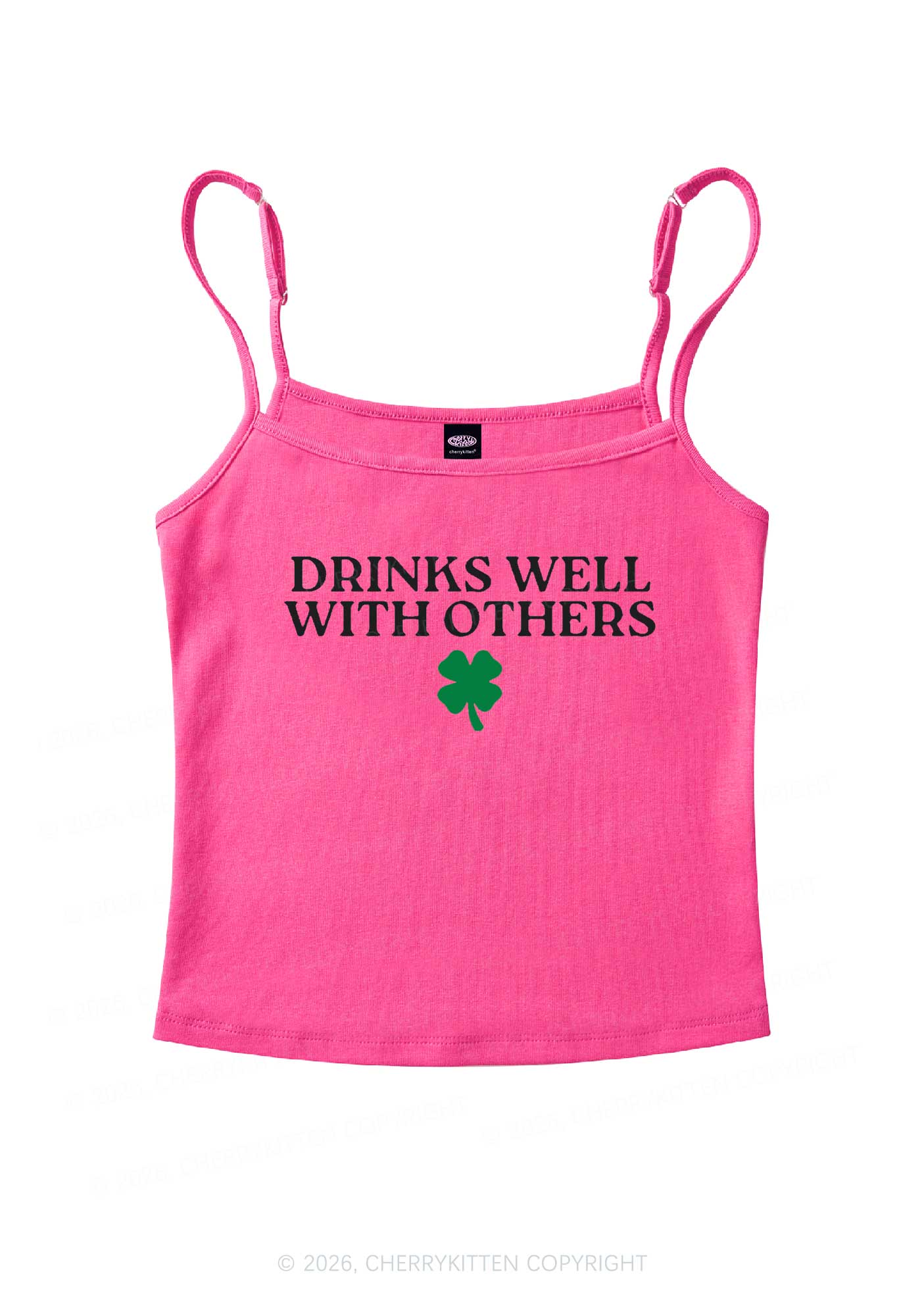 Drinks Well With Others St Patricks Y2K Spaghetti Strap Cami Cherrykitten - Image 5