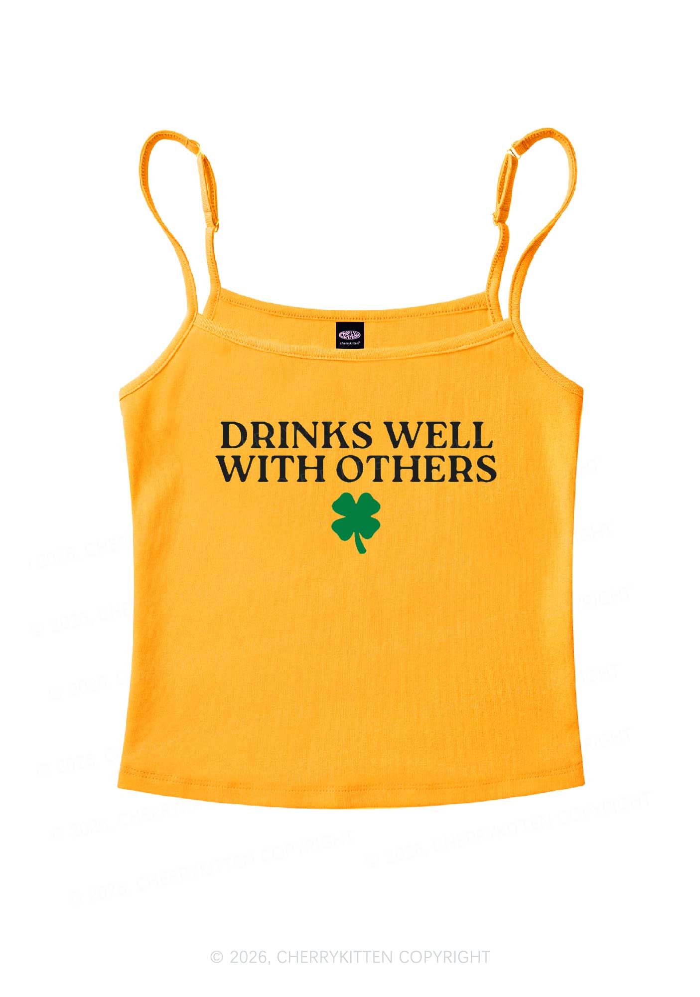 Drinks Well With Others St Patricks Y2K Spaghetti Strap Cami Cherrykitten - Image 6