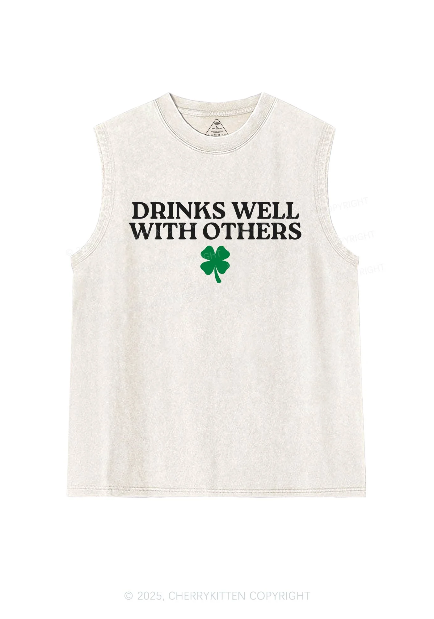 Drinks Well With Others St Patricks Y2K Washed Tank Cherrykitten - Image 4