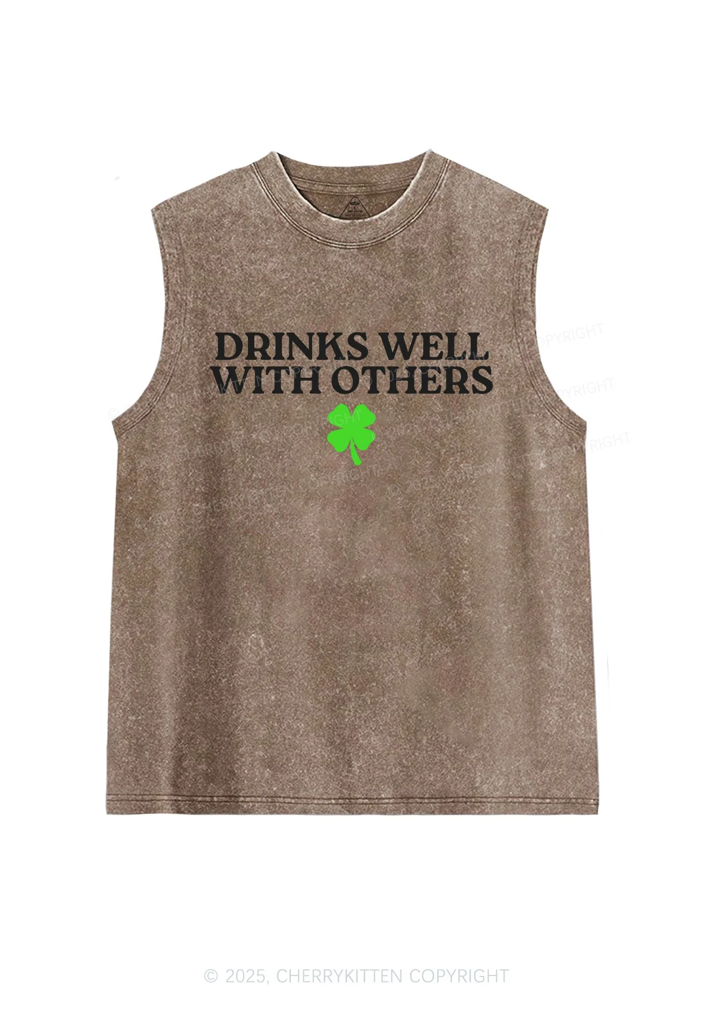 Drinks Well With Others St Patricks Y2K Washed Tank Cherrykitten - Image 5