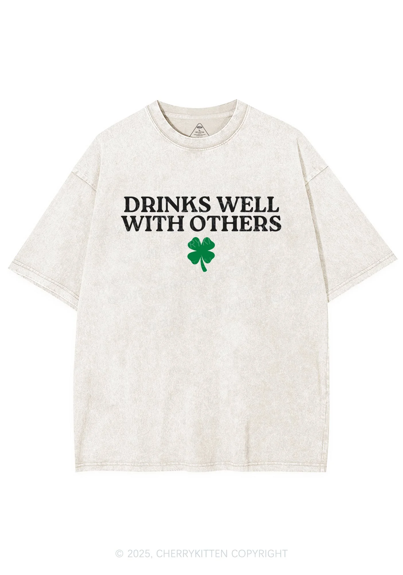 Drinks Well With Others St Patricks Y2K Washed Tee Cherrykitten - Image 4