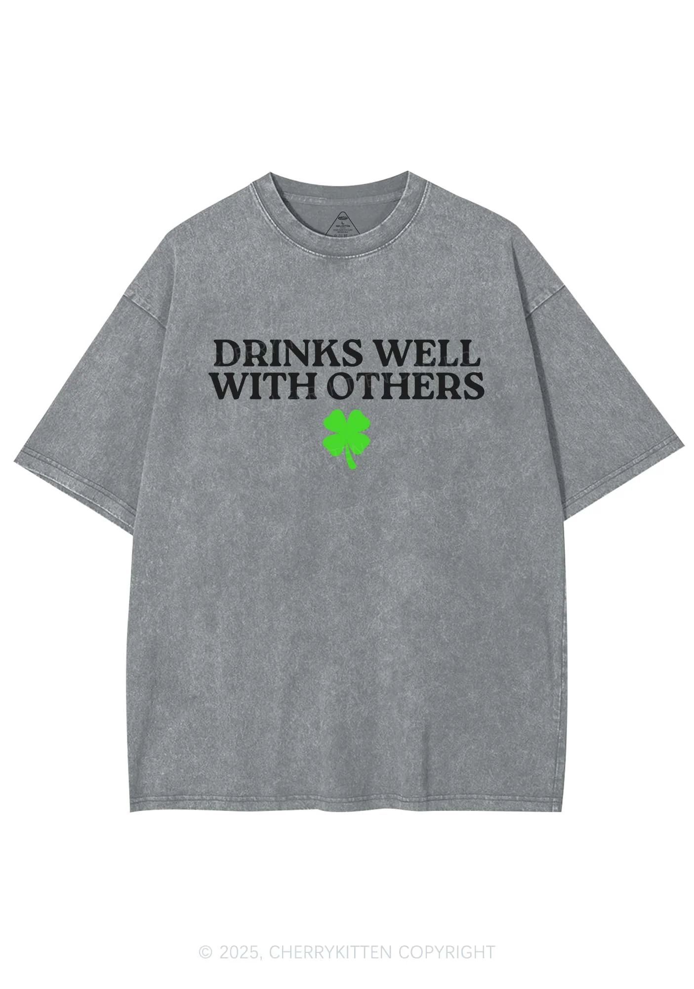 Drinks Well With Others St Patricks Y2K Washed Tee Cherrykitten - Image 7