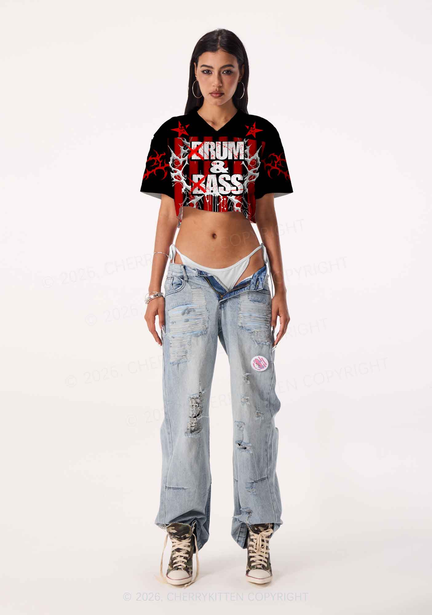Drum And Bass Y2K Crop Sport Jersey Shirts Cherrykitten - Image 2