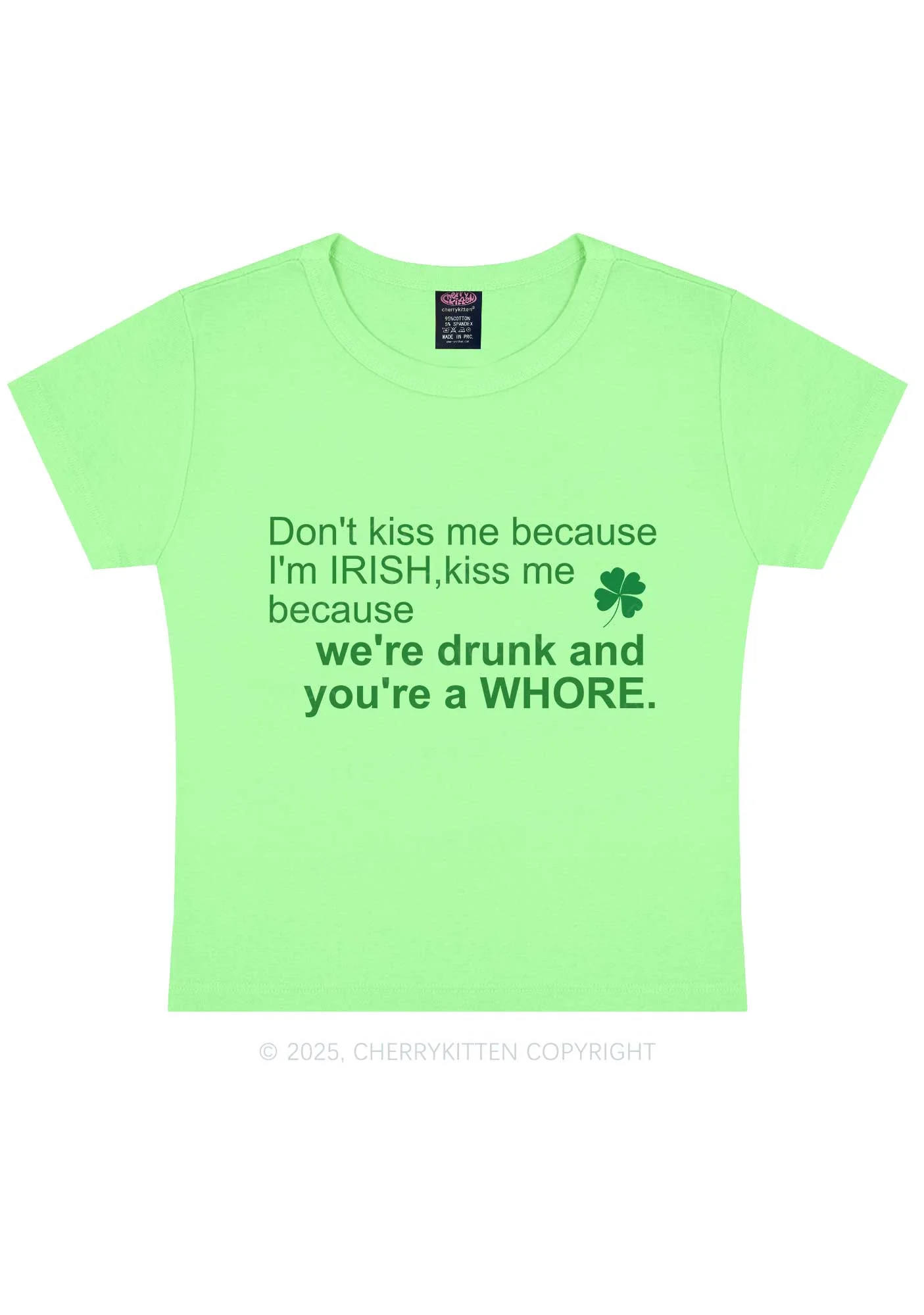 Drunk And Hore St Patricks Y2K Baby Tee Cherrykitten - Image 10
