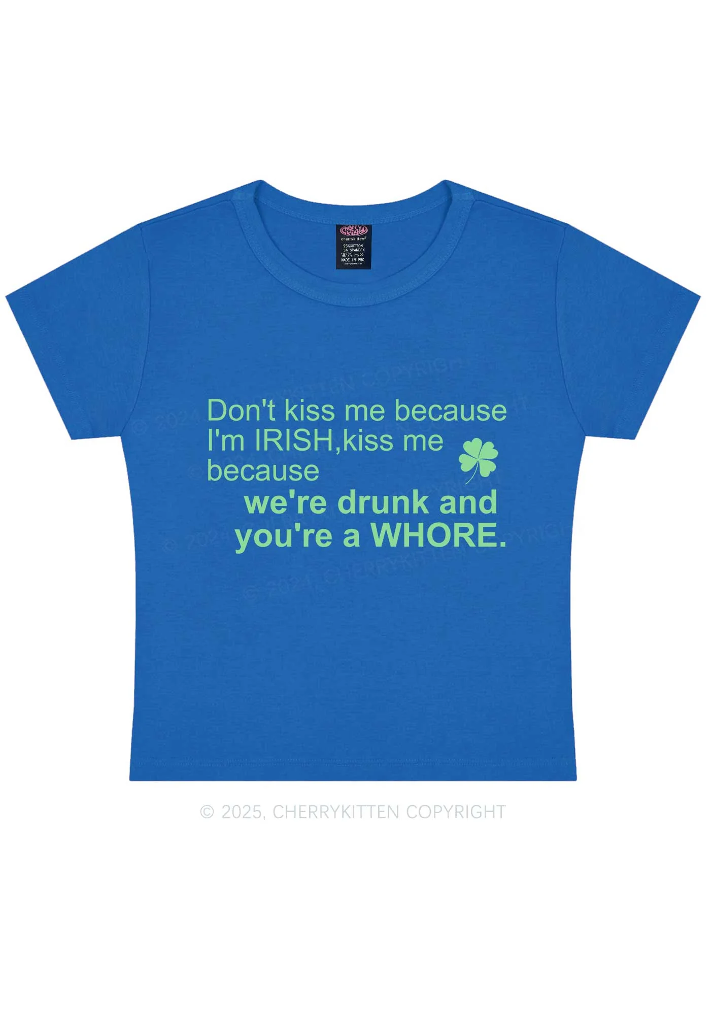 Drunk And Hore St Patricks Y2K Baby Tee Cherrykitten - Image 12
