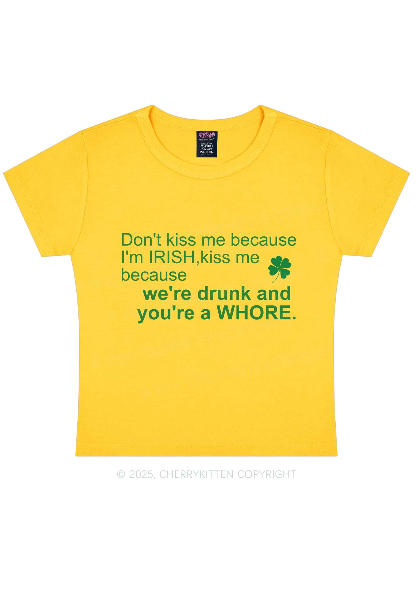 Drunk And Hore St Patricks Y2K Baby Tee Cherrykitten - Image 3