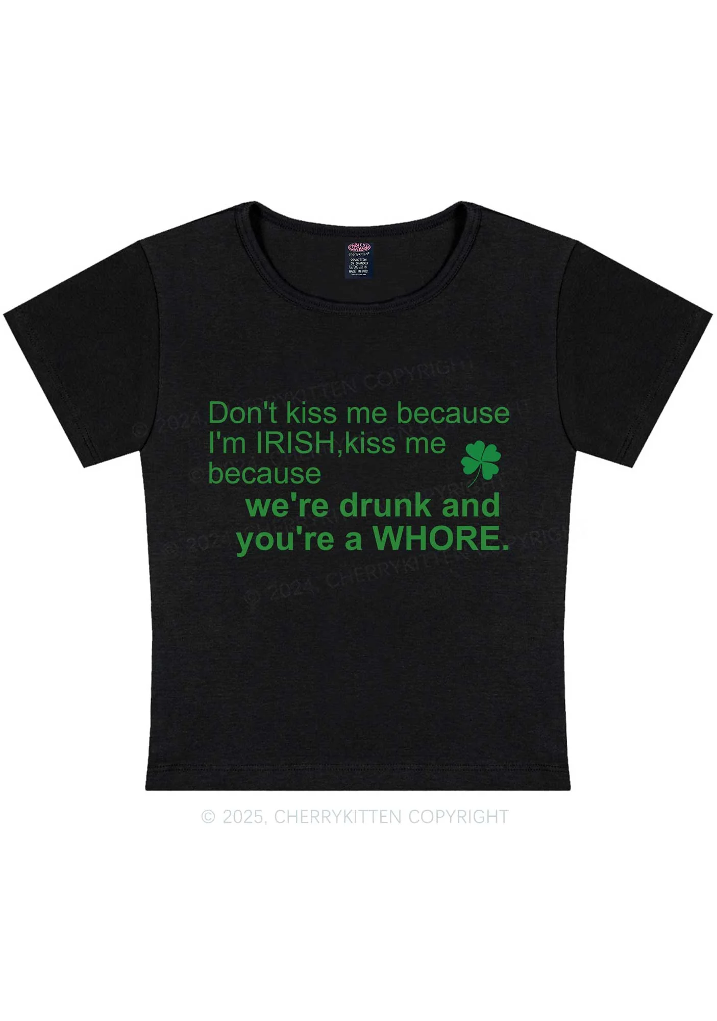 Drunk And Hore St Patricks Y2K Baby Tee Cherrykitten - Image 4